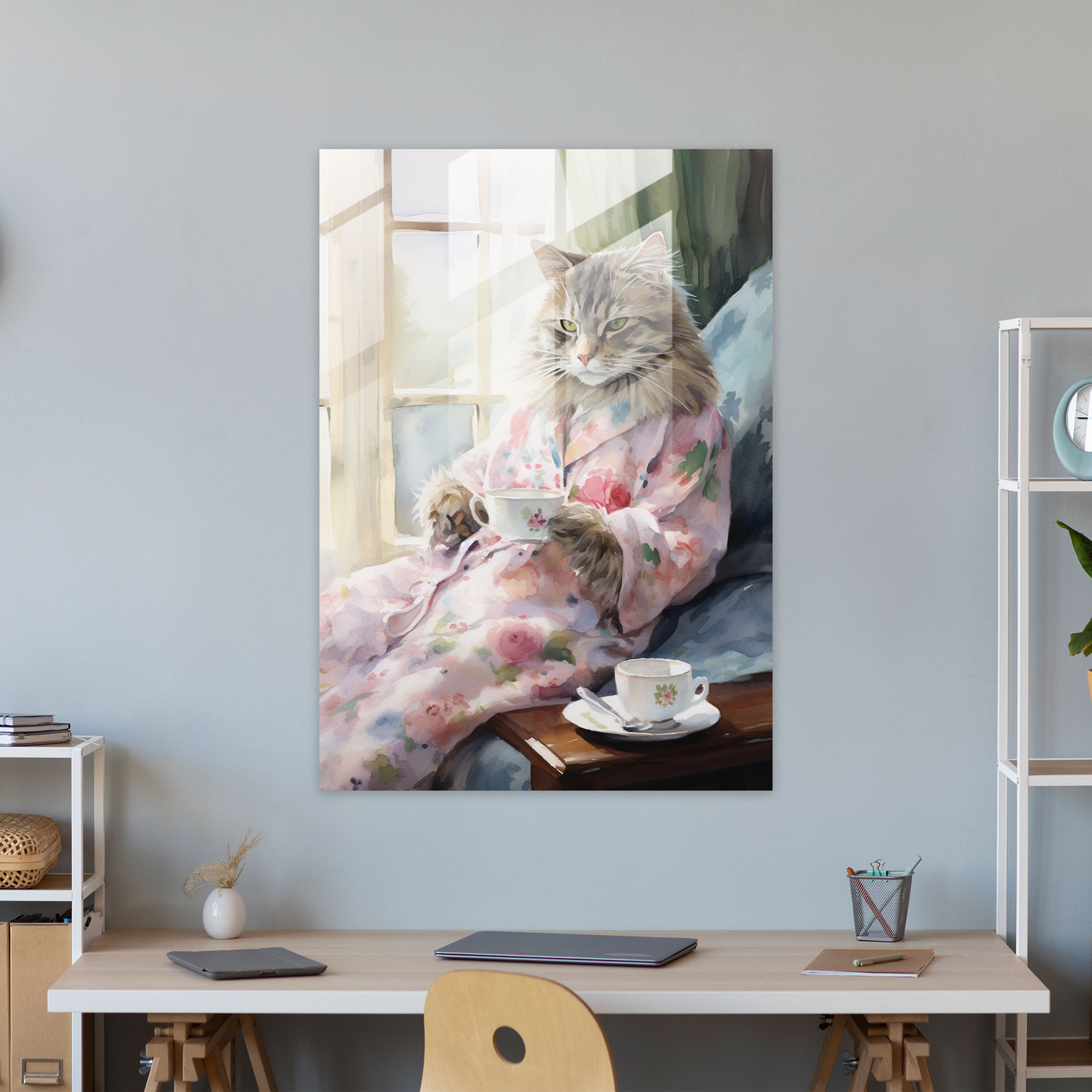 Animals Dressed Like Humans Wall Decoration - Animals Dressed Like Humans, Modern Art, Glass Wall Art, Cozy Living Room