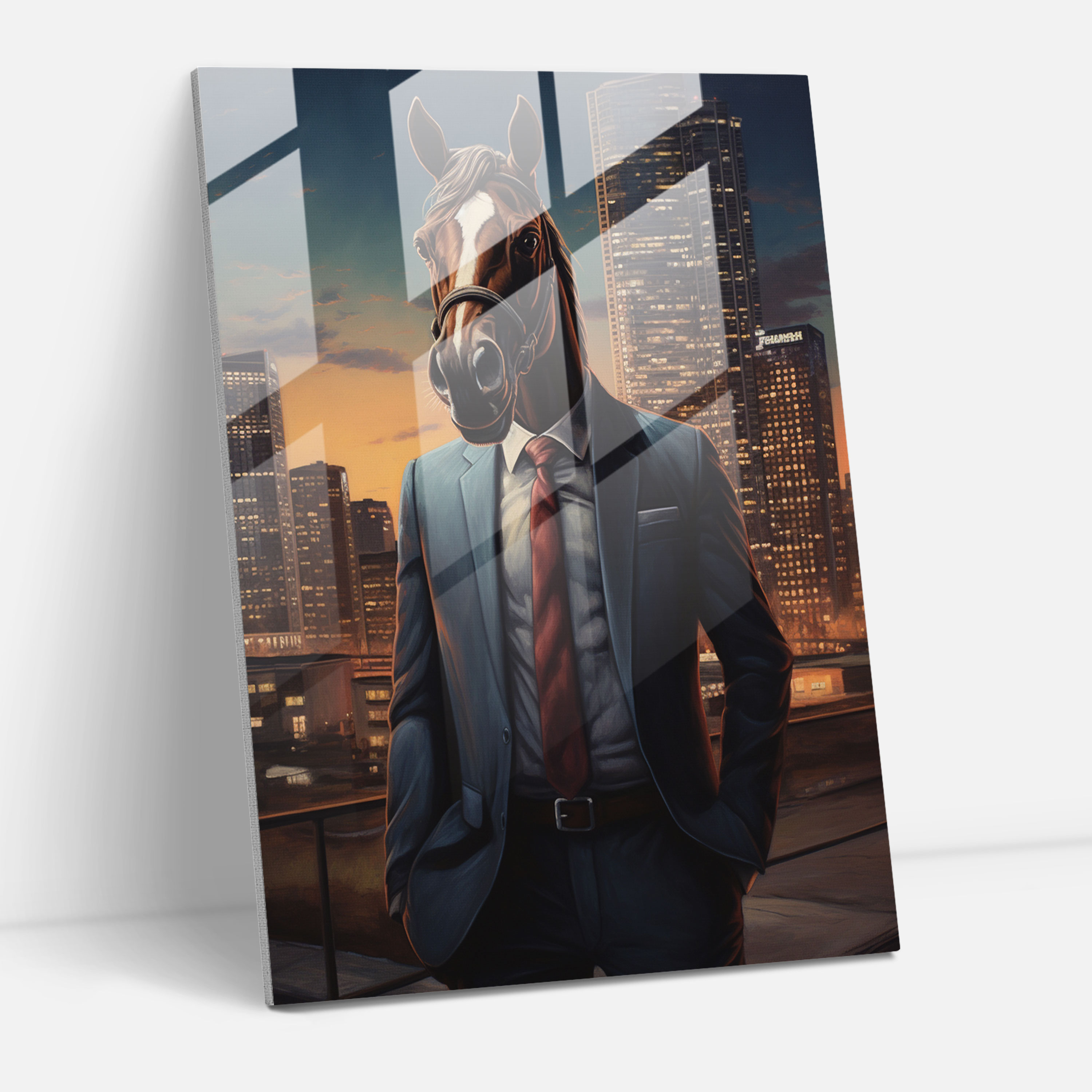 Animals Dressed Like Humans Glass Wall Art - Animals Dressed Like Humans, Home Decoration, Oil Painting, Animals Dressed Like Humans