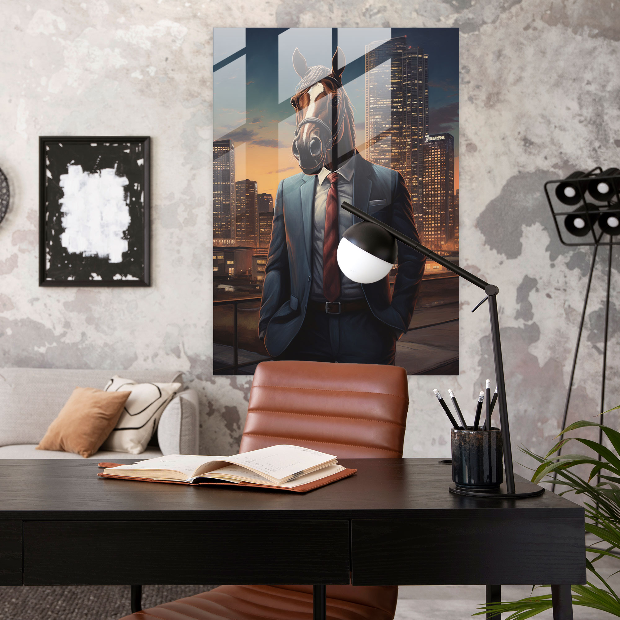 Animals Dressed Like Humans Glass Wall Art - Animals Dressed Like Humans, Home Decoration, Oil Painting, Animals Dressed Like Humans