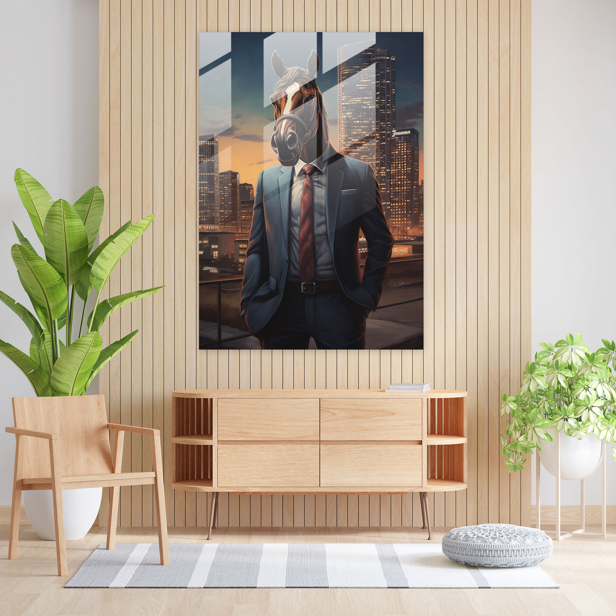 Animals Dressed Like Humans Glass Wall Art - Animals Dressed Like Humans, Home Decoration, Oil Painting, Animals Dressed Like Humans