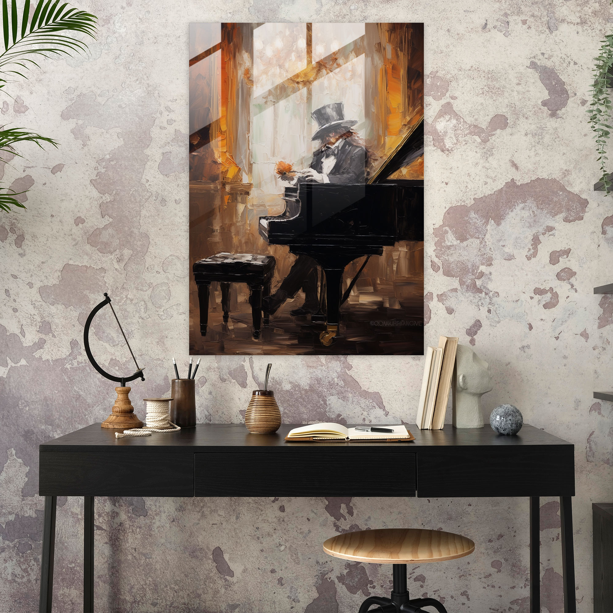 Hayvanlar İnsanlar Gibi Giyinmiş Cam Tablo - Ev Dekorasyonu Lüks Dekor Modern Sanat