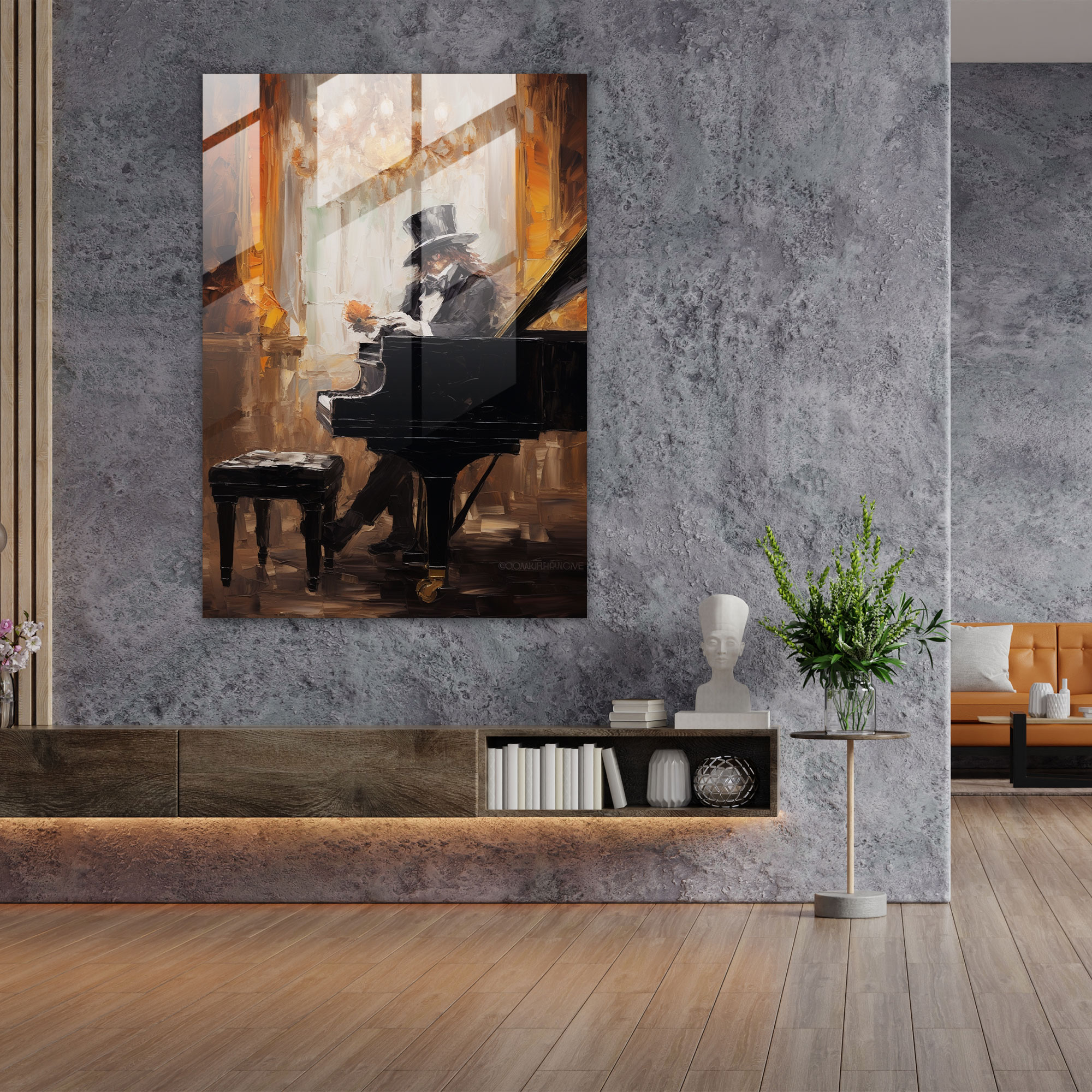 Hayvanlar İnsanlar Gibi Giyinmiş Cam Tablo - Ev Dekorasyonu Lüks Dekor Modern Sanat