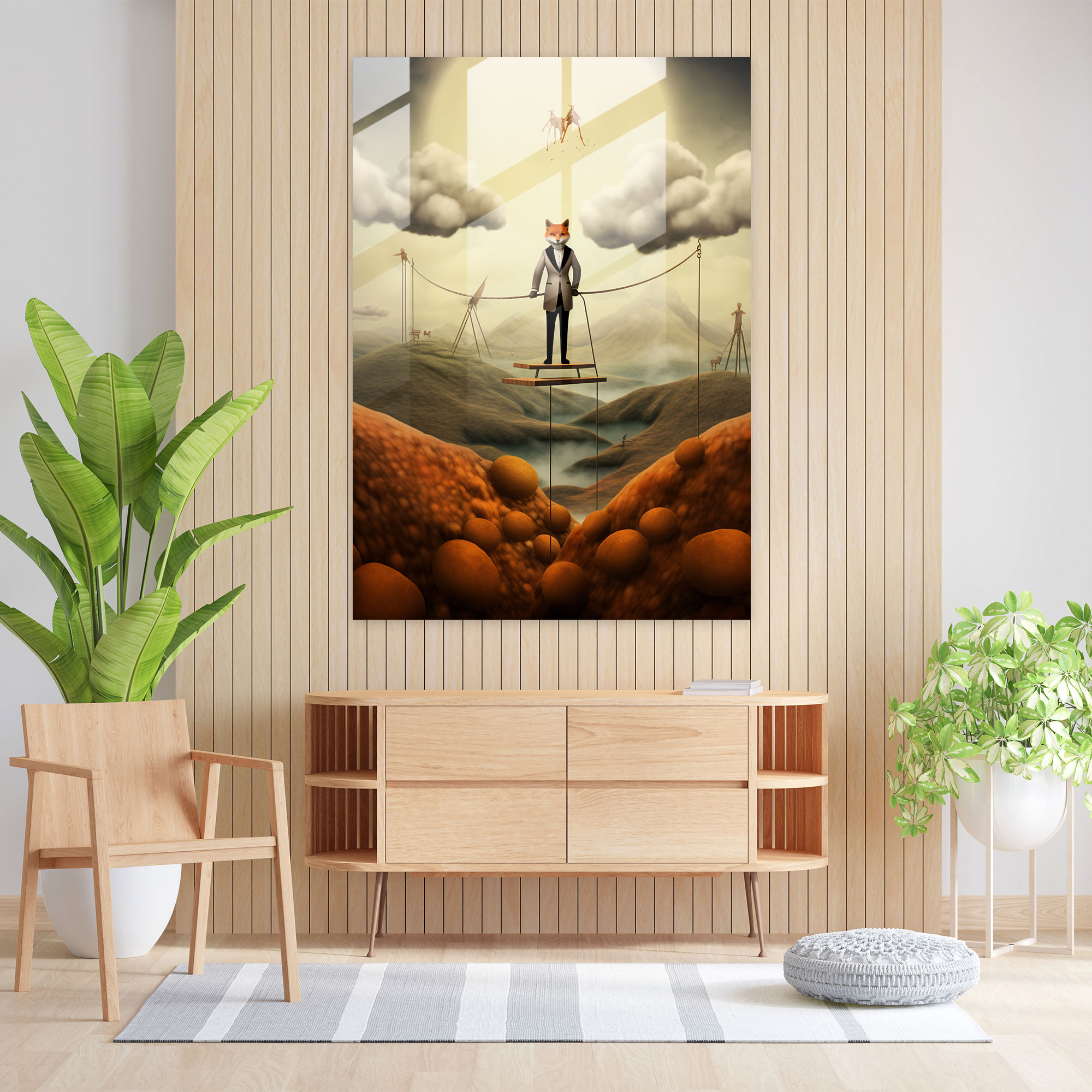 Animals Dressed Like Humans Wall Decoration - Animals Dressed Like Humans, Surrealist Artwork, Glass Wall Art, Glass Print