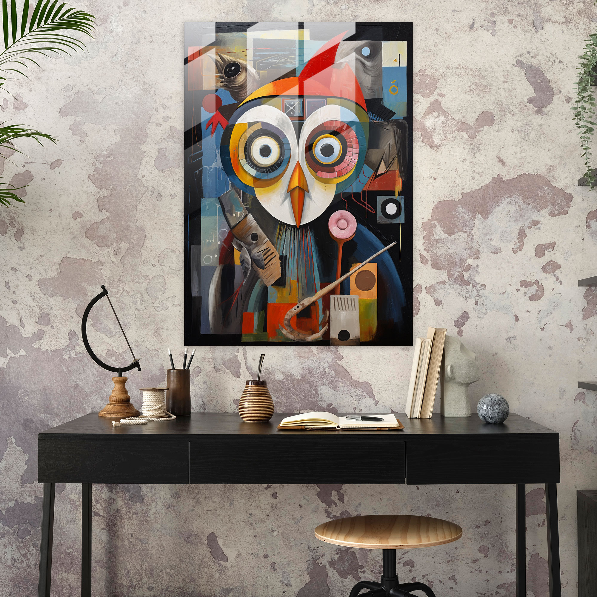 Animals Dressed Like Humans Glass Print - Animals Dressed Like Humans, Glass Art, Abstract Geometric Shapes, Glass Print