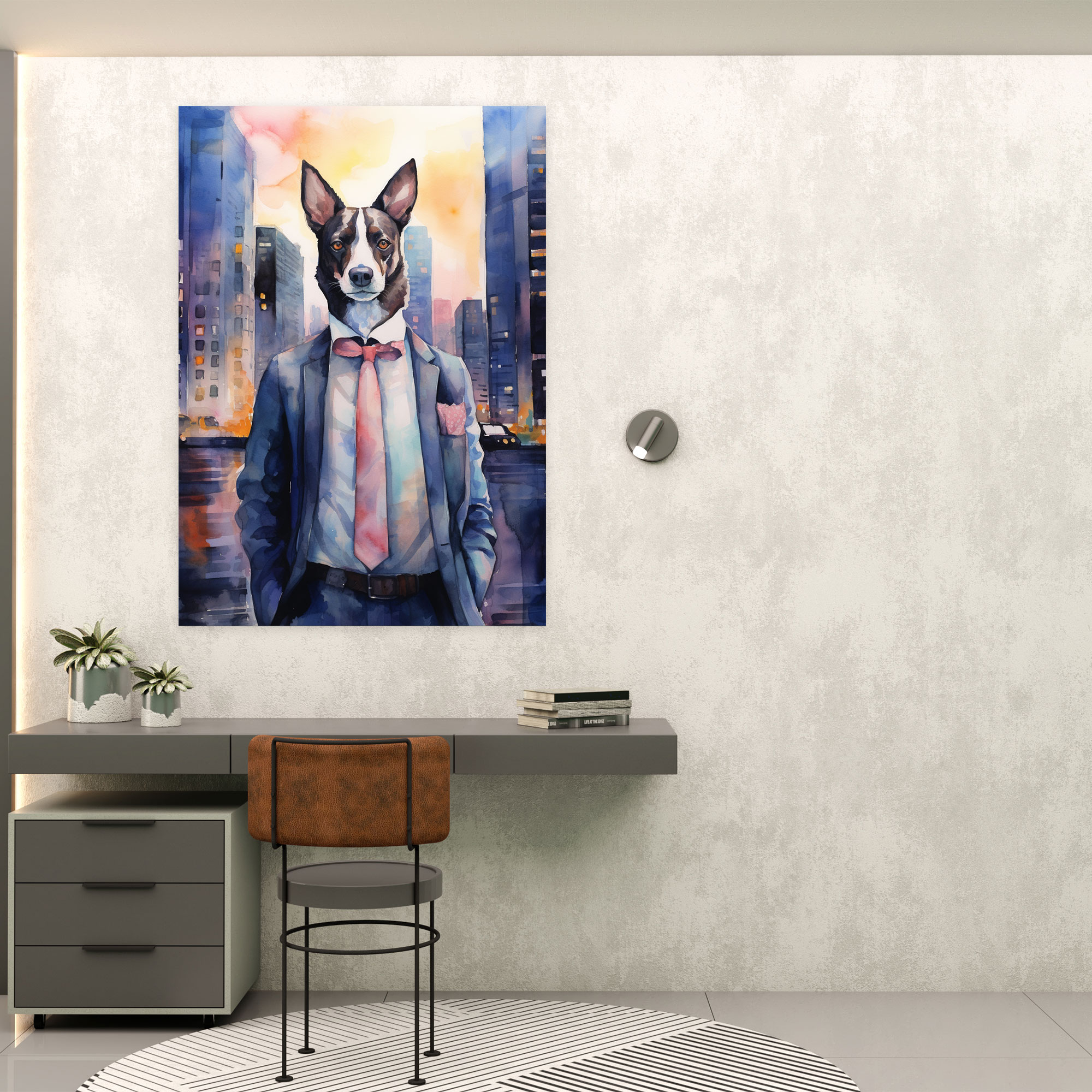 Animals Dressed Like Humans Wall Art - Animals Dressed Like Humans, Charm, Colorful Cityscape Background, Sophistication
