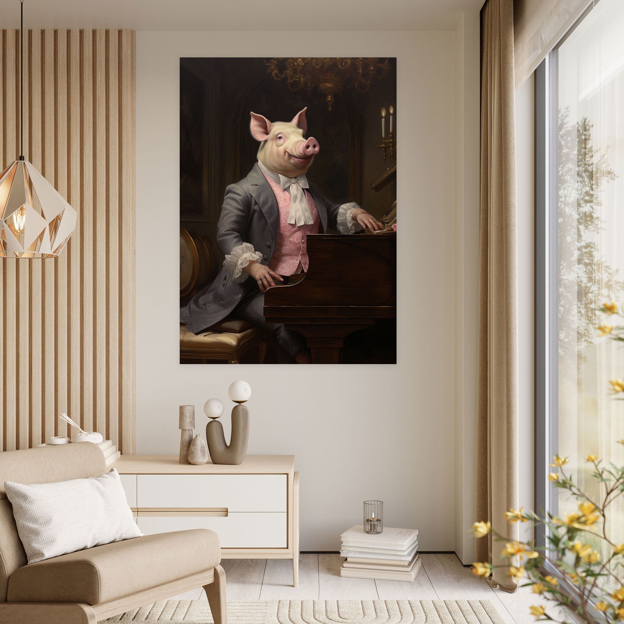 Animals Dressed Like Humans Wall Art - Animals Dressed Like Humans, Grand Piano, Canvas Print, Canvas