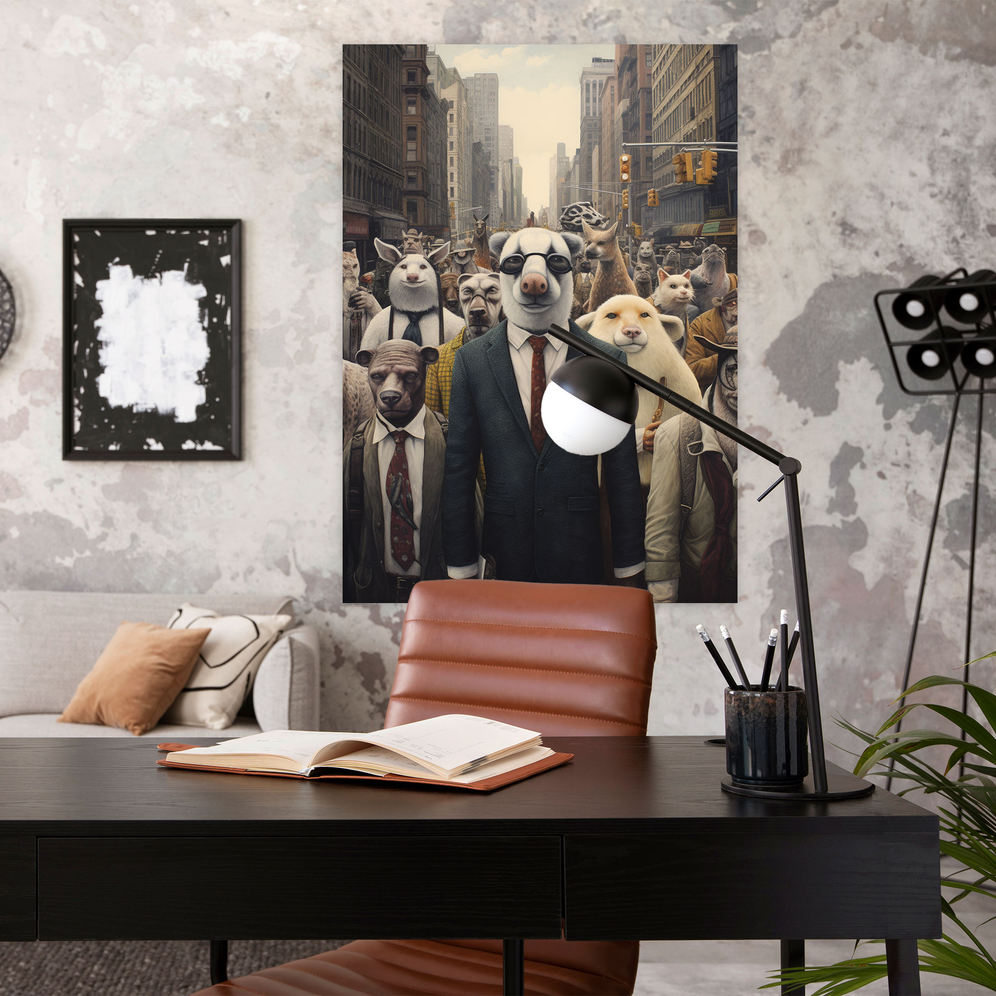 Animals Dressed Like Humans Wall Decoration - Animals Dressed Like Humans, Canvas Print, Wall Art, Busy City Street