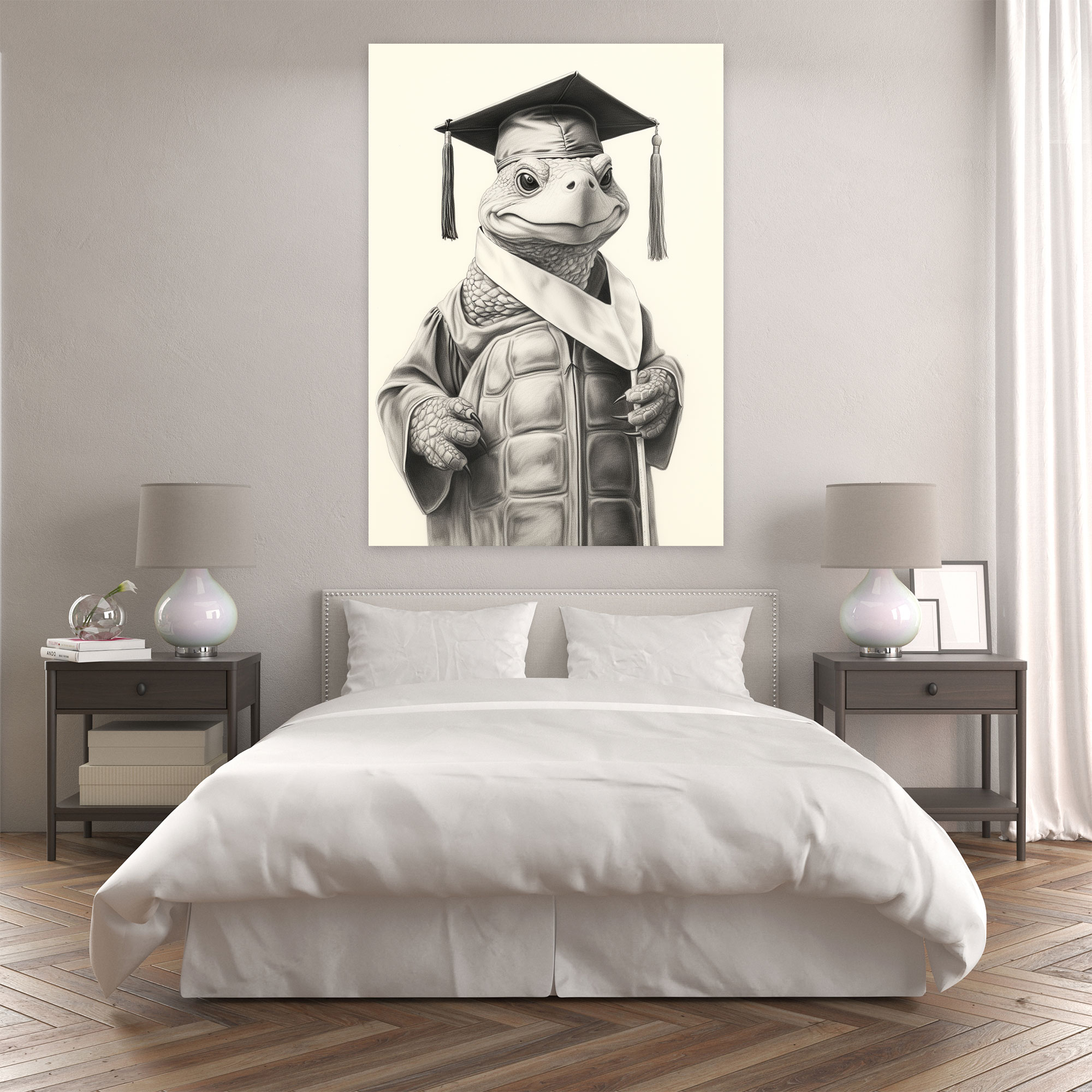Animals Dressed Like Humans Canvas Print - Animals Dressed Like Humans, Canvas Wall Art, Wall Art, Turtle Wearing Gown