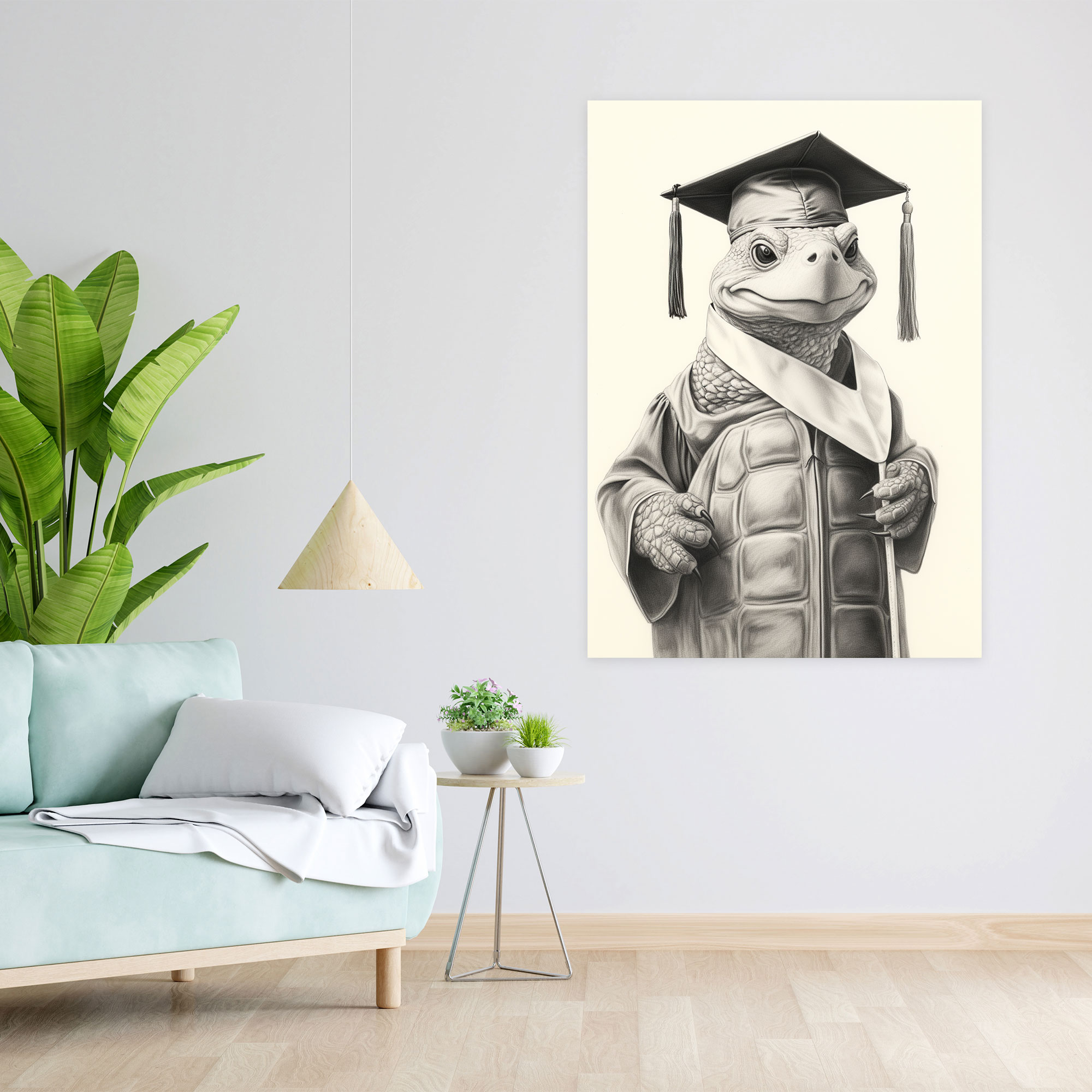 Animals Dressed Like Humans Canvas Print - Animals Dressed Like Humans, Canvas Wall Art, Wall Art, Turtle Wearing Gown