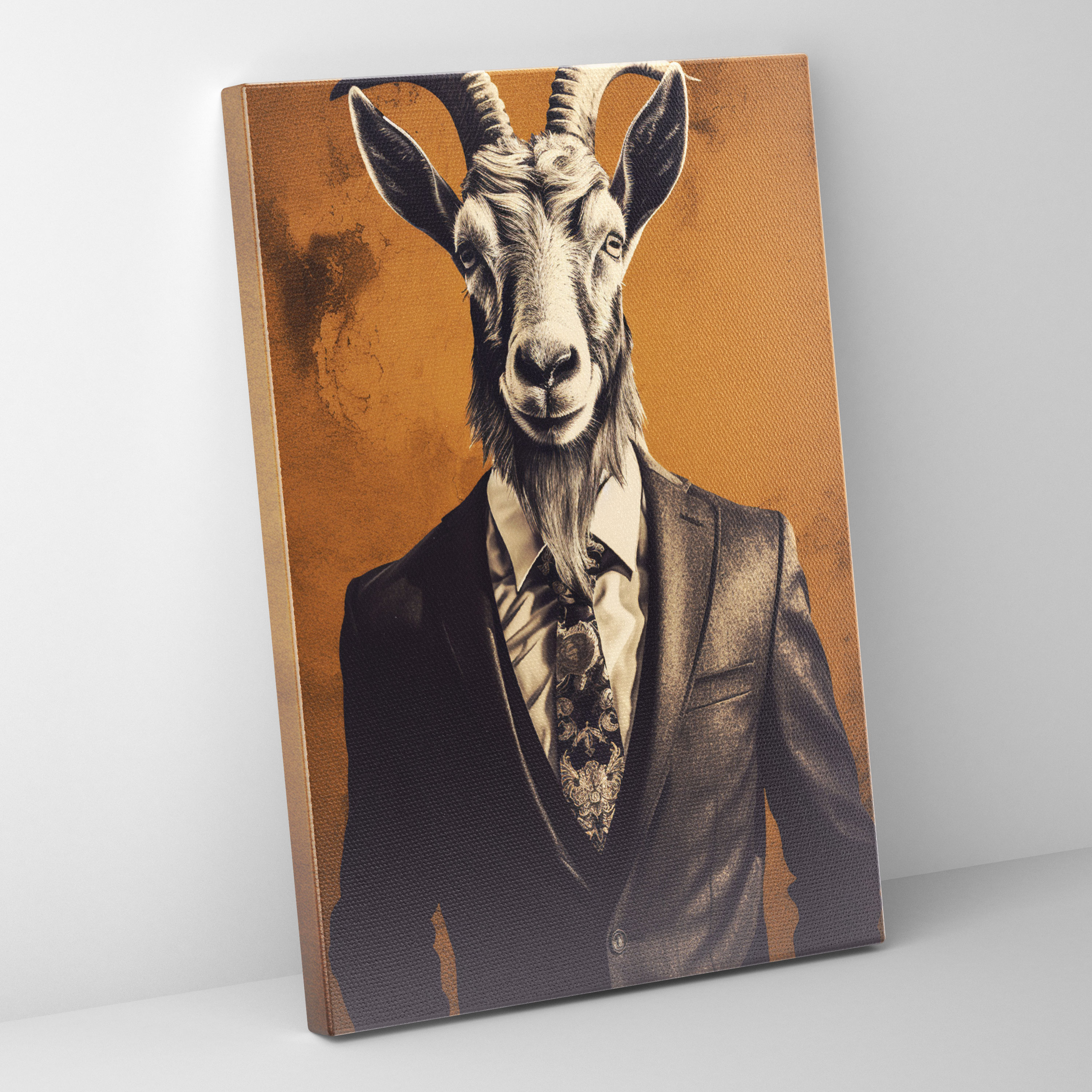 Animals Dressed Like Humans Wall Art - Animals Dressed Like Humans, Canvas Wall Art, Animals Dressed Like Humans, Goat In Tailored Suit