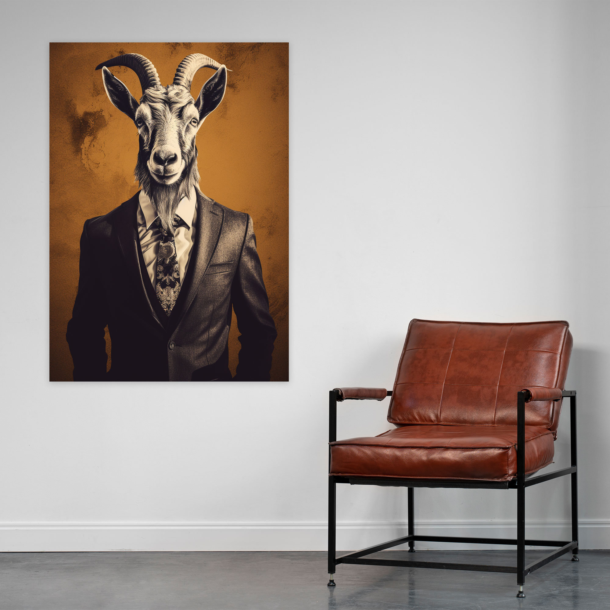 Animals Dressed Like Humans Wall Art - Animals Dressed Like Humans, Canvas Wall Art, Animals Dressed Like Humans, Goat In Tailored Suit