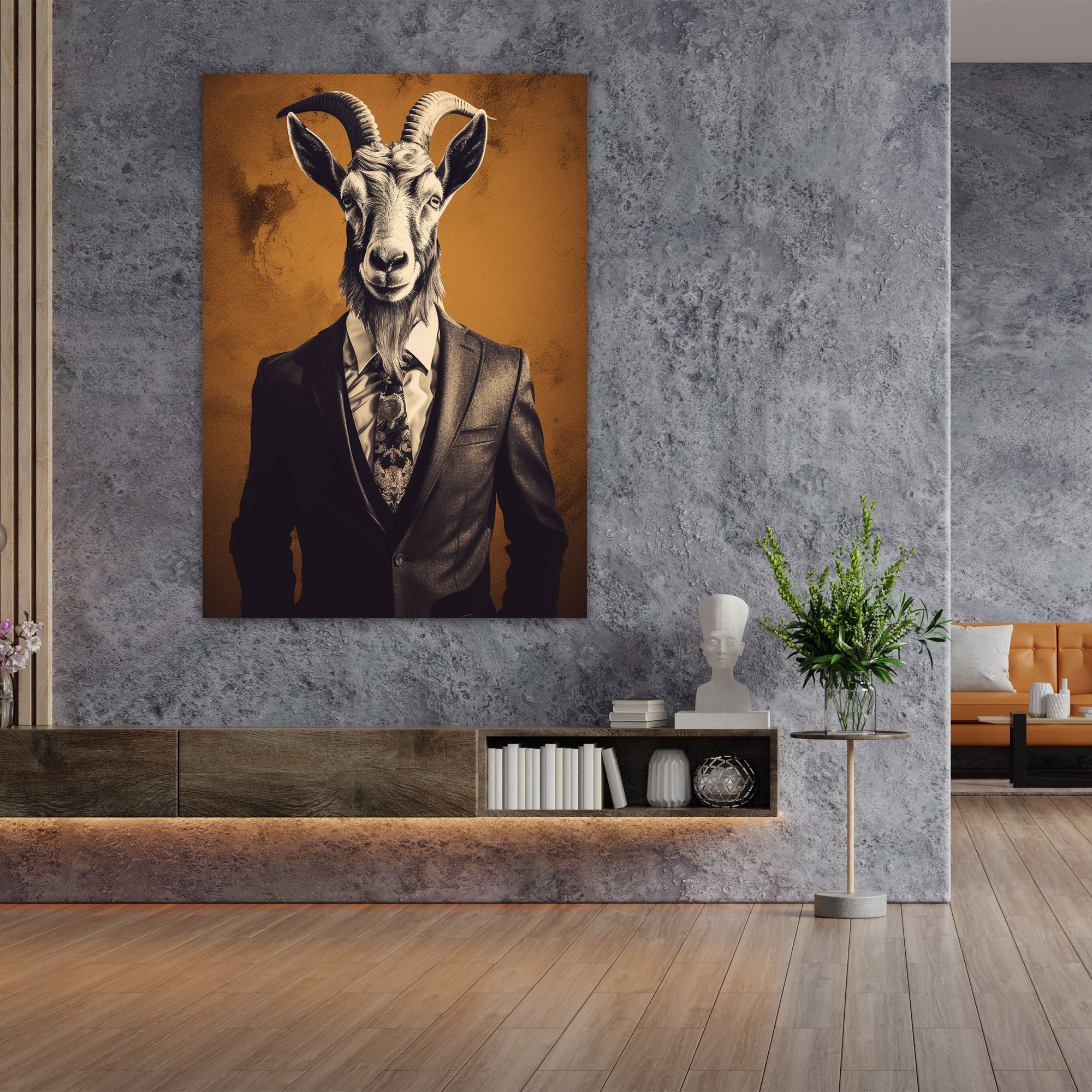 Animals Dressed Like Humans Wall Art - Animals Dressed Like Humans, Canvas Wall Art, Animals Dressed Like Humans, Goat In Tailored Suit
