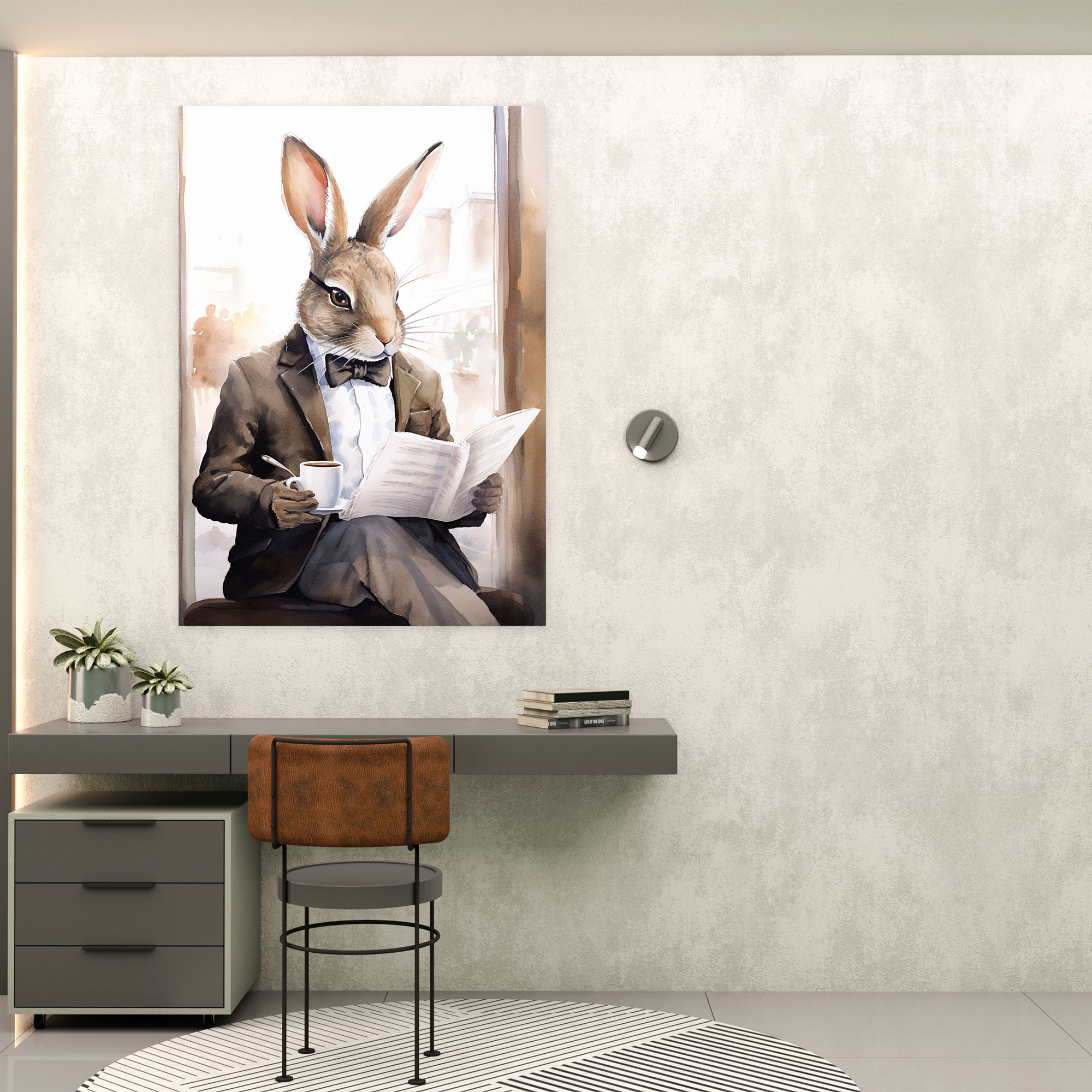 Animals Dressed Like Humans Canvas Wall Art - Animals Dressed Like Humans, Home Decoration, Canvas Print, Rabbit In Bowtie
