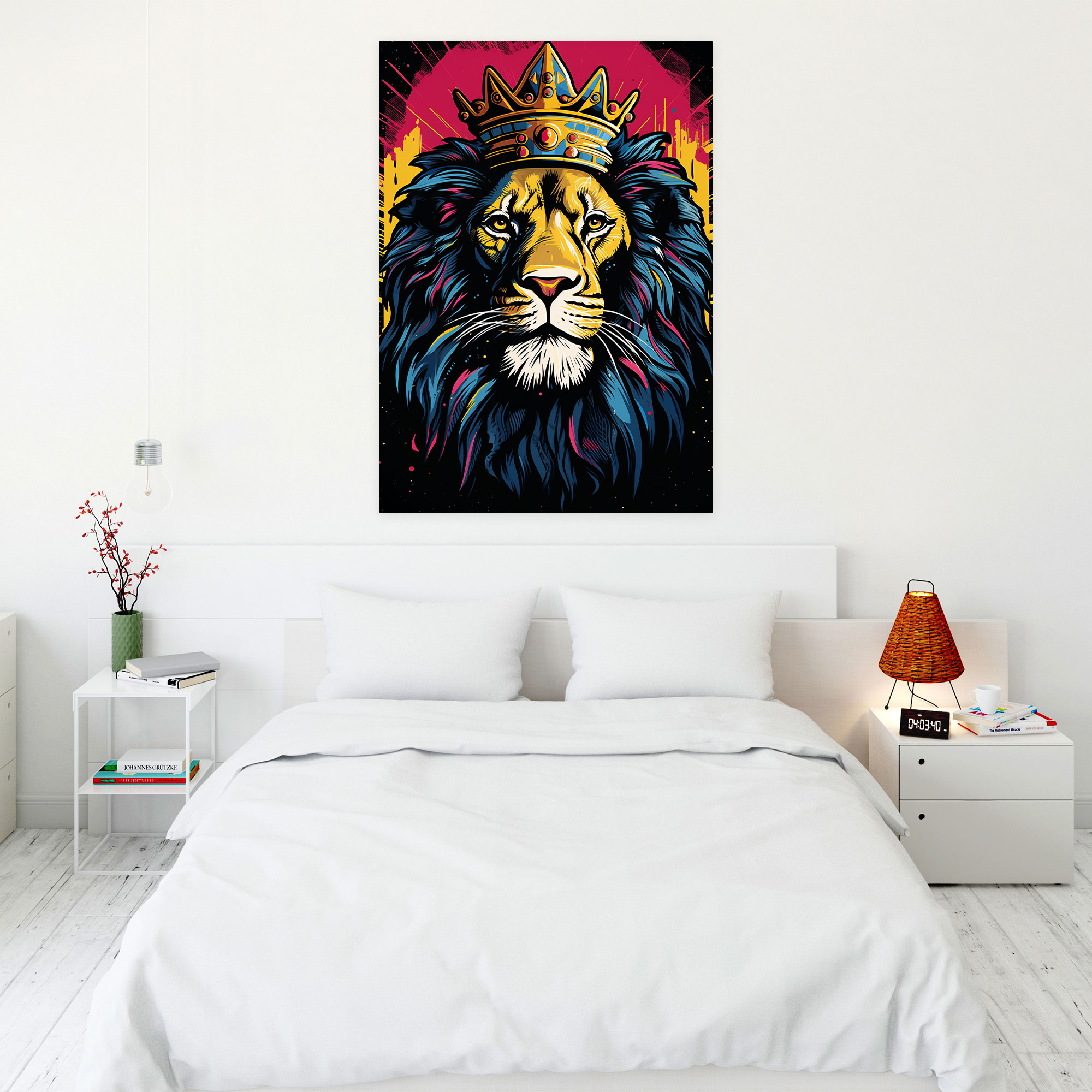 Animals Dressed Like Humans Wall Art - Animals Dressed Like Humans, Wall Art, Lion With Crown, Canvas Print