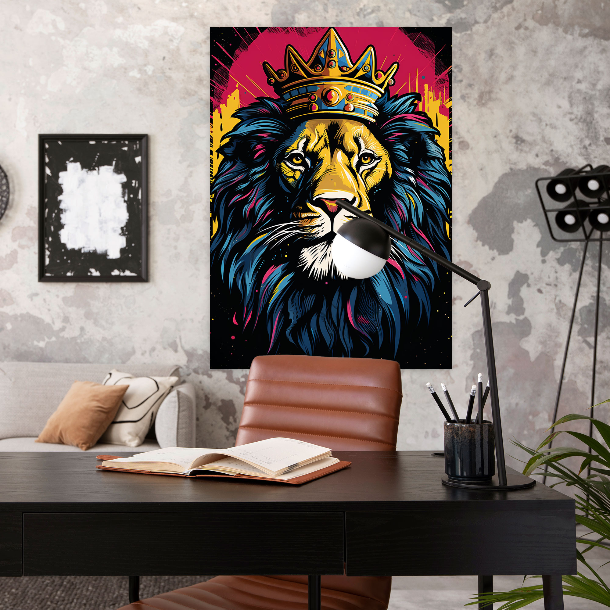 Animals Dressed Like Humans Wall Art - Animals Dressed Like Humans, Wall Art, Lion With Crown, Canvas Print