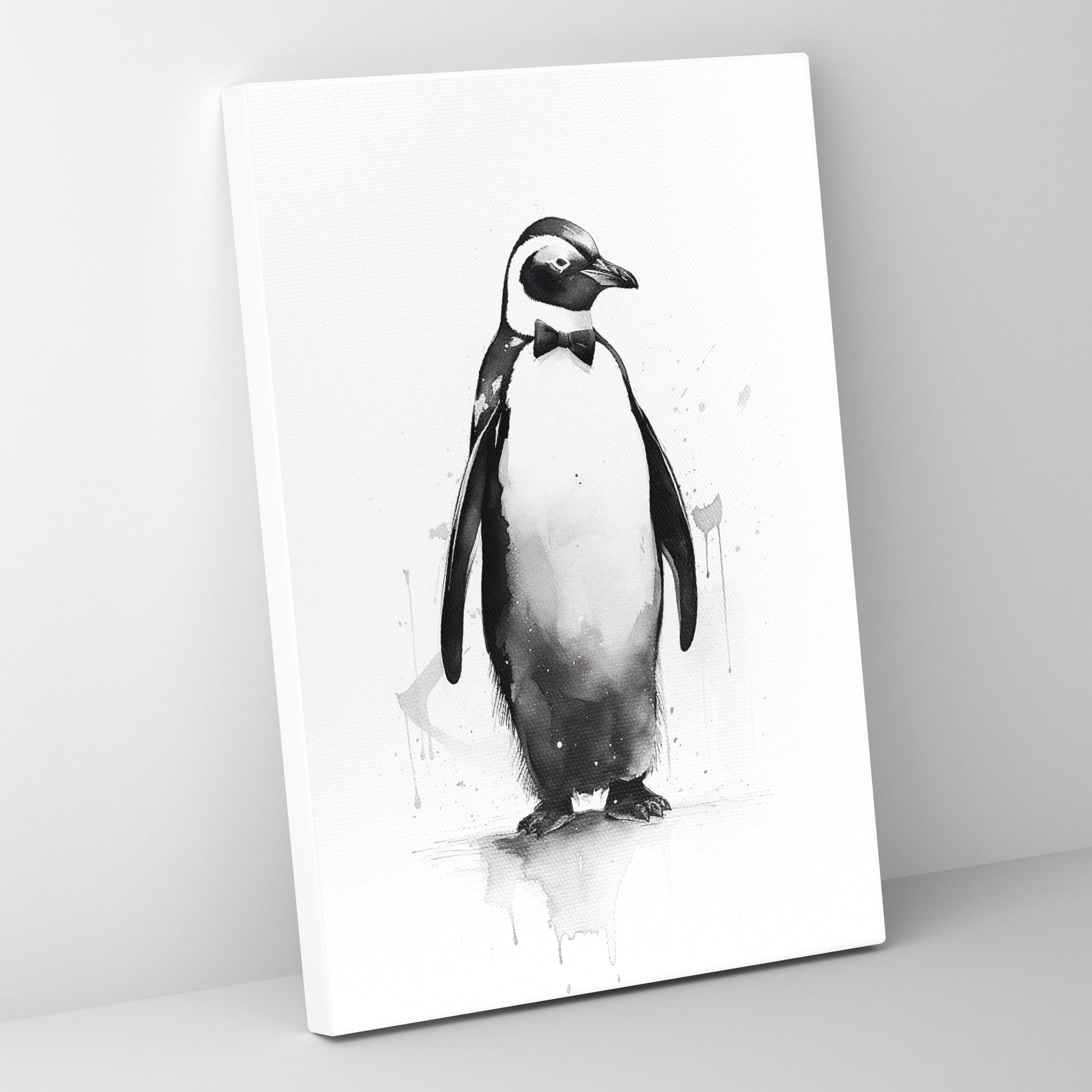 Animals Dressed Like Humans Canvas Wall Art - Animals Dressed Like Humans, Monochromatic Design, Minimalist Sketch, Wall Art