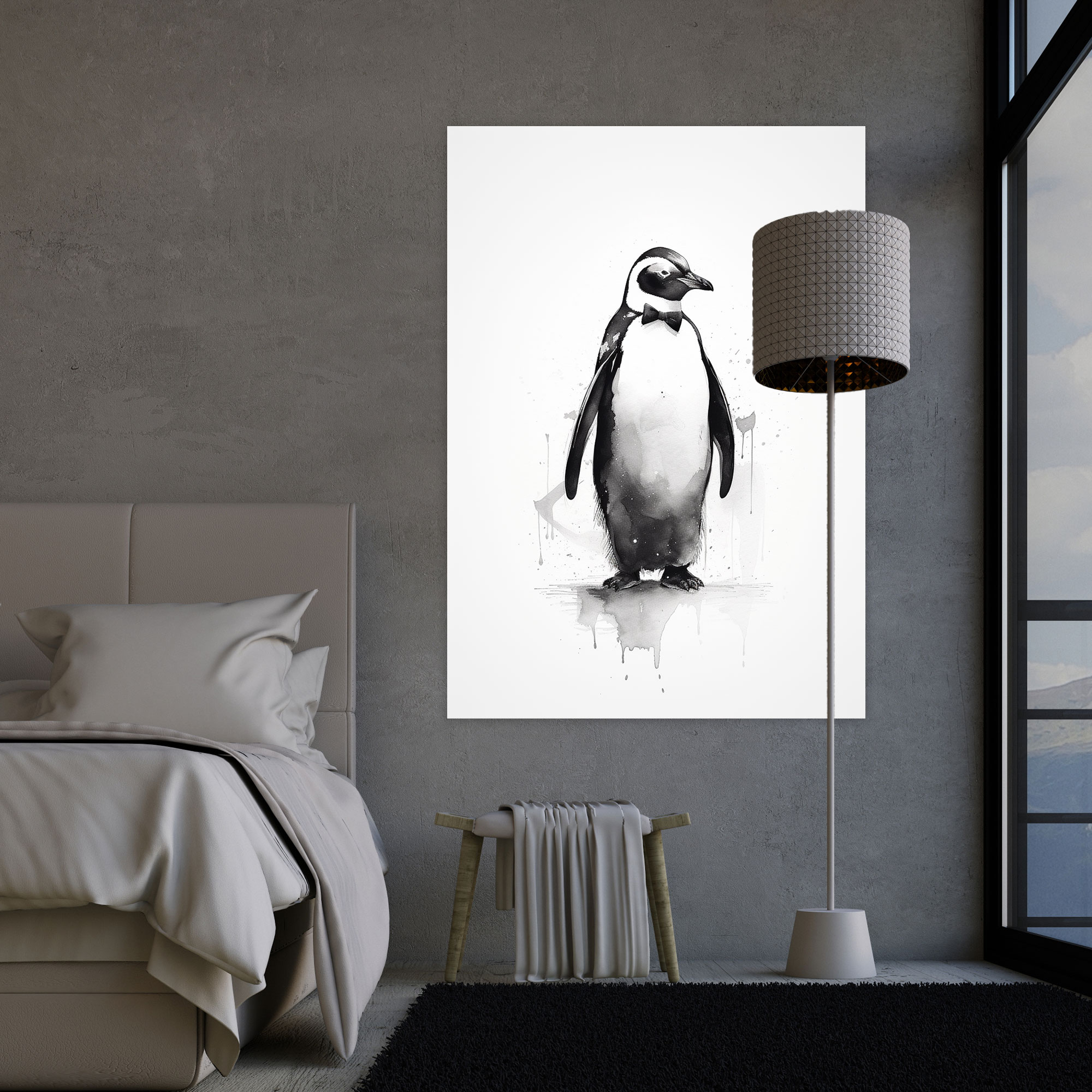 Animals Dressed Like Humans Canvas Wall Art - Animals Dressed Like Humans, Monochromatic Design, Minimalist Sketch, Wall Art