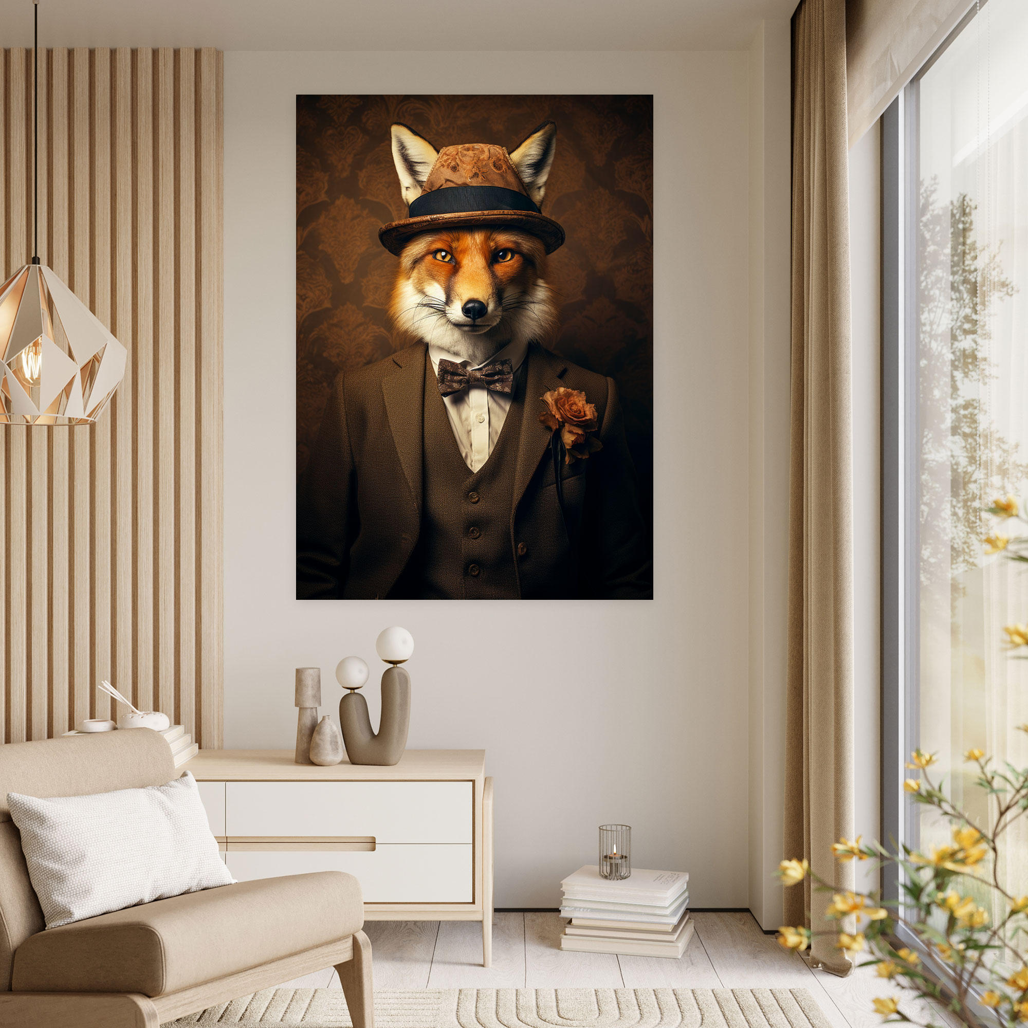 Animals Dressed Like Humans Wall Art - Animals Dressed Like Humans, Fox, Retro-Inspired, Wall Art
