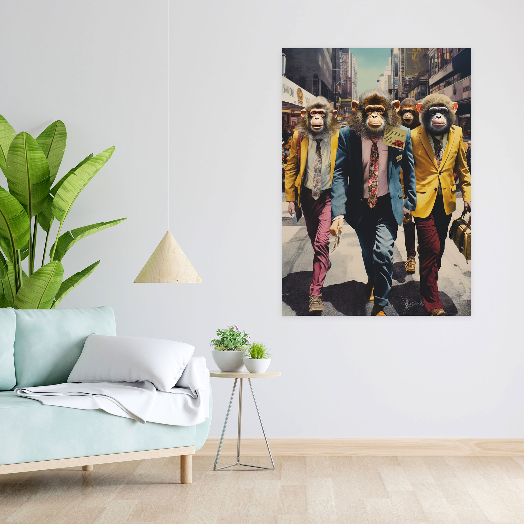 Animals Dressed Like Humans Canvas Print - Animals Dressed Like Humans, Collage Monkeys, City Street, Wall Art