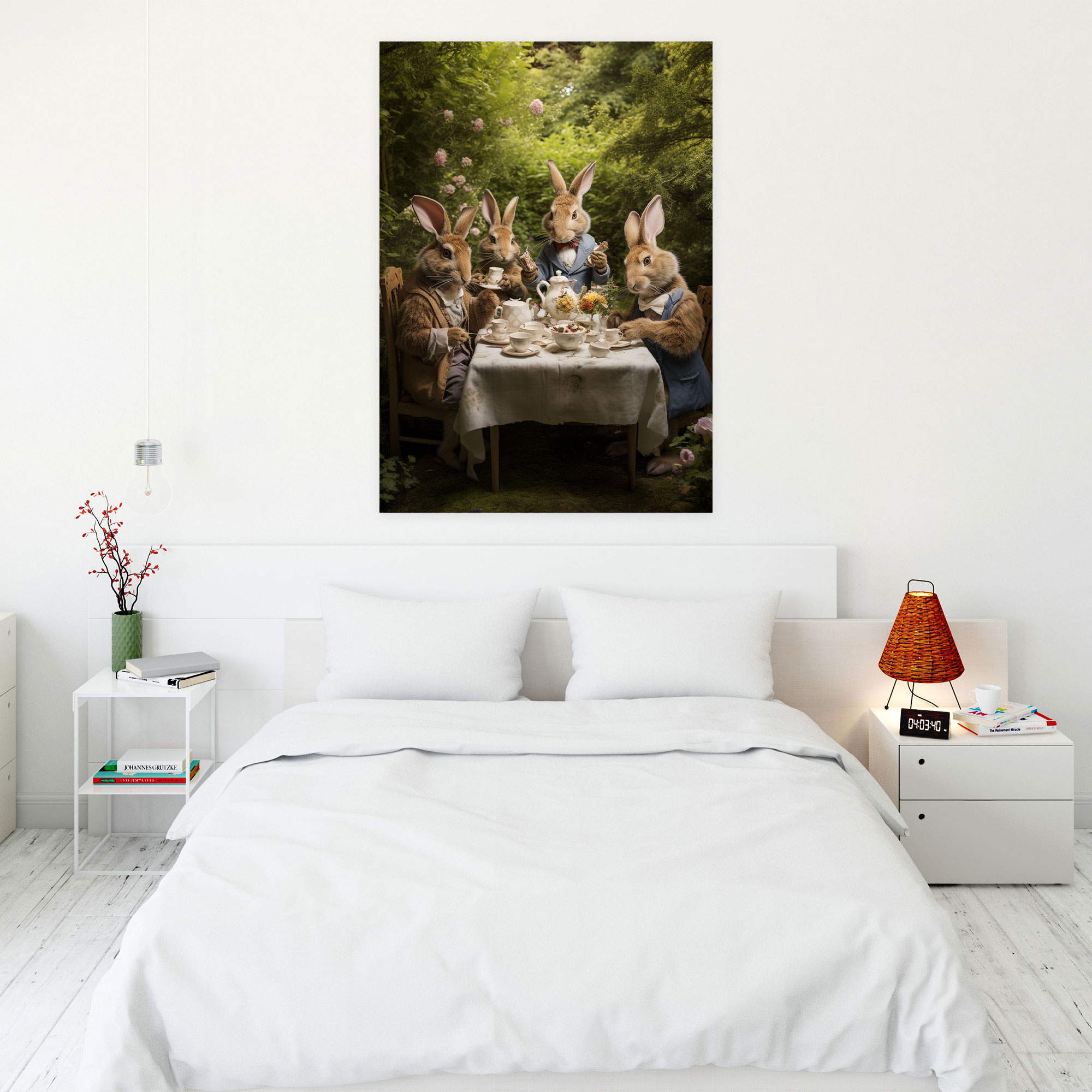 Animals Dressed Like Humans Canvas Wall Art - Animals Dressed Like Humans, Rabbits, Digital Collage, Animals Dressed Like Humans