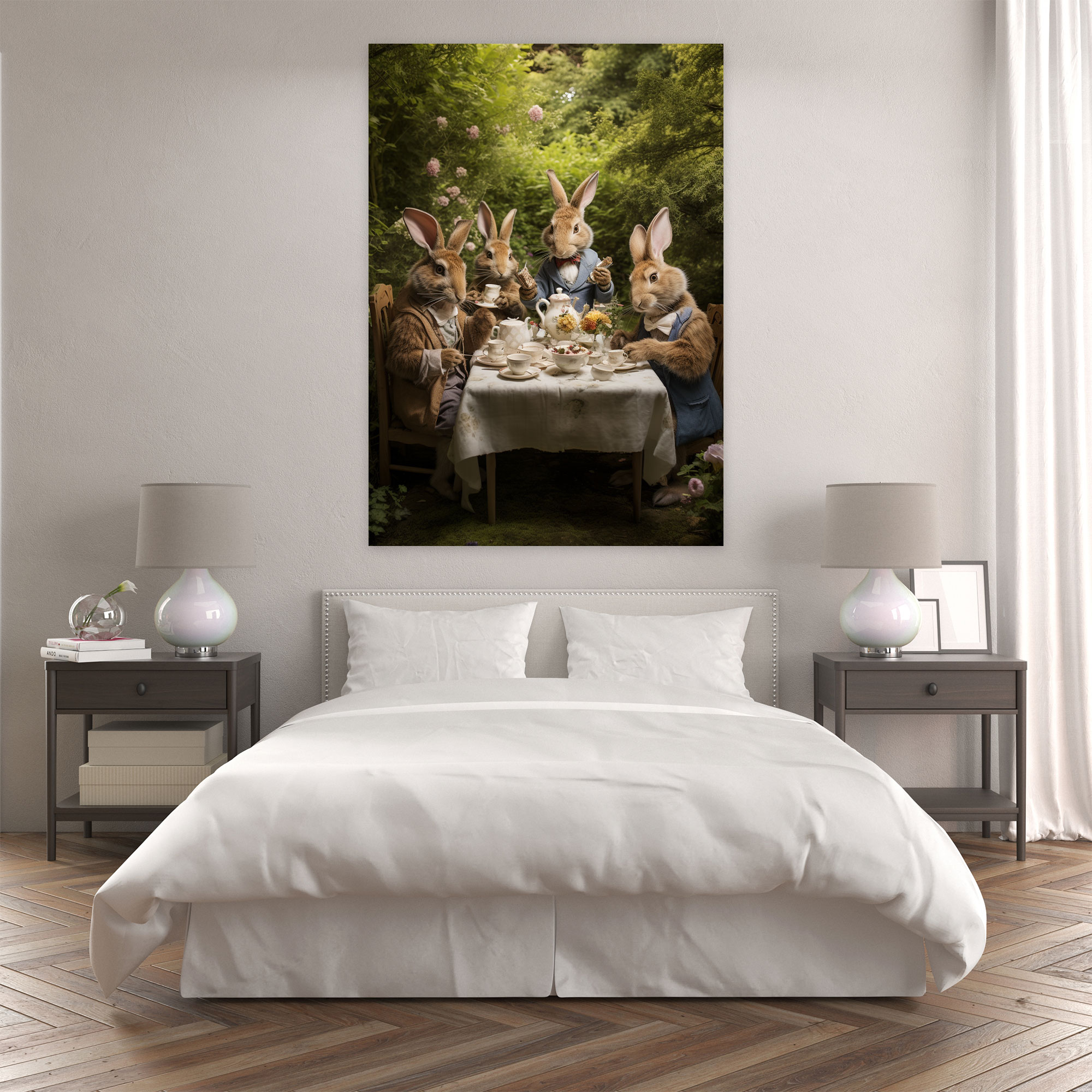 Animals Dressed Like Humans Canvas Wall Art - Animals Dressed Like Humans, Rabbits, Digital Collage, Animals Dressed Like Humans