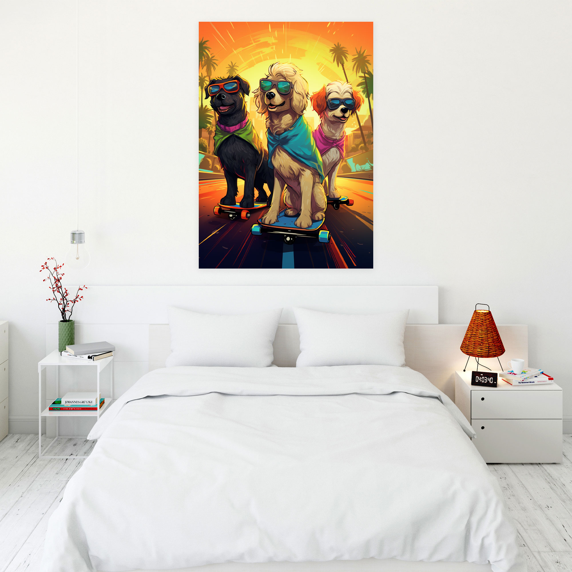 Animals Dressed Like Humans Wall Art - Animals Dressed Like Humans, Home Decoration, Canvas Wall Art, Skateboarding Dogs