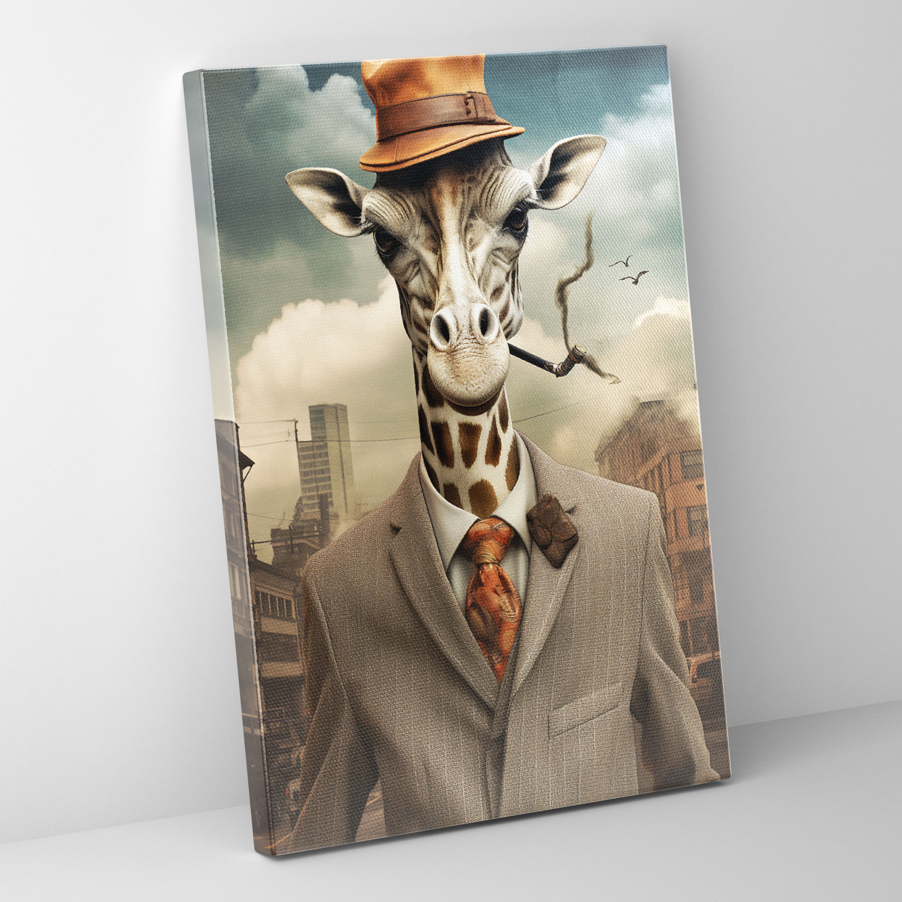 Animals Dressed Like Humans Canvas Print - Animals Dressed Like Humans, Wall Decoration, Surreal Collage, Wall Art