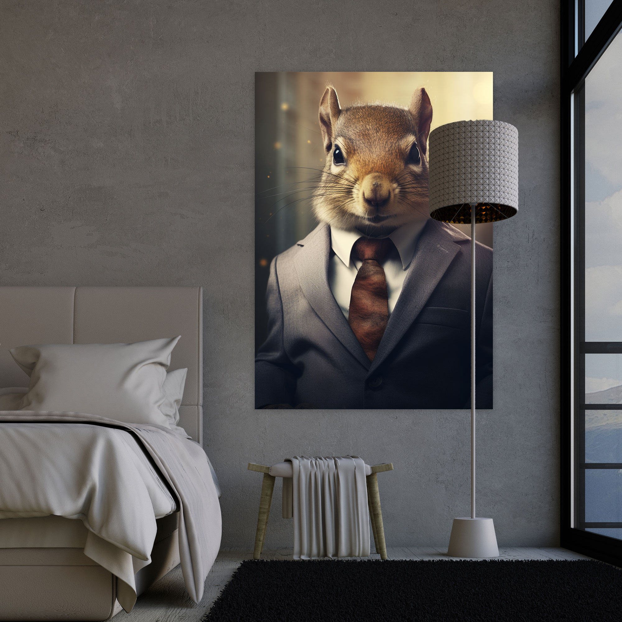 Animals Dressed Like Humans Canvas Print - Animals Dressed Like Humans, Digital Illustration, Canvas Print, Squirrel Wearing A Business Suit