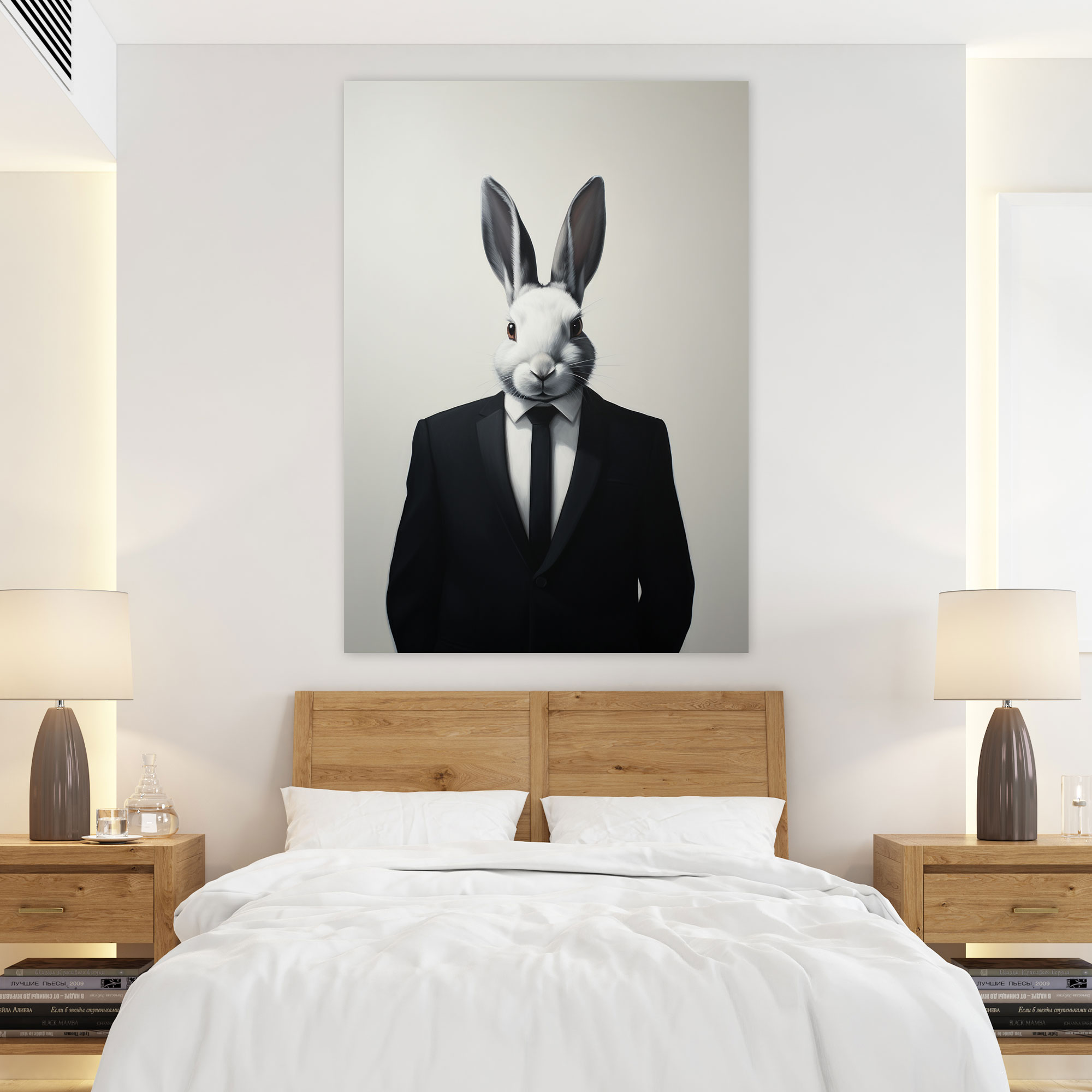 Hayvanlar İnsanlar Gibi Giyinmiş Duvar Sanatı - Minimalist Sanat Eseri Modernlik Zarafet