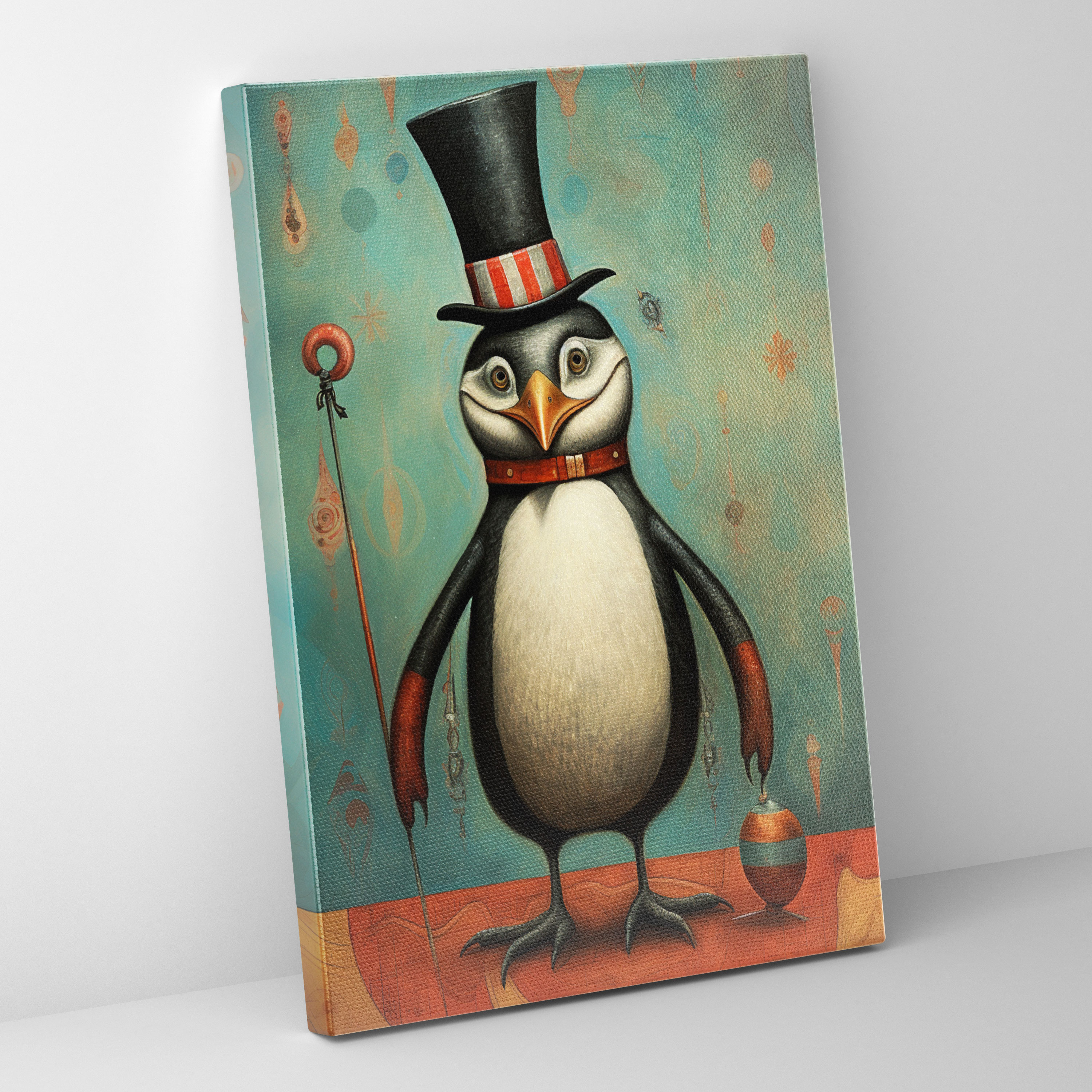Animals Dressed Like Humans Wall Decoration - Animals Dressed Like Humans, Penguin In A Top Hat, Canvas, Delight