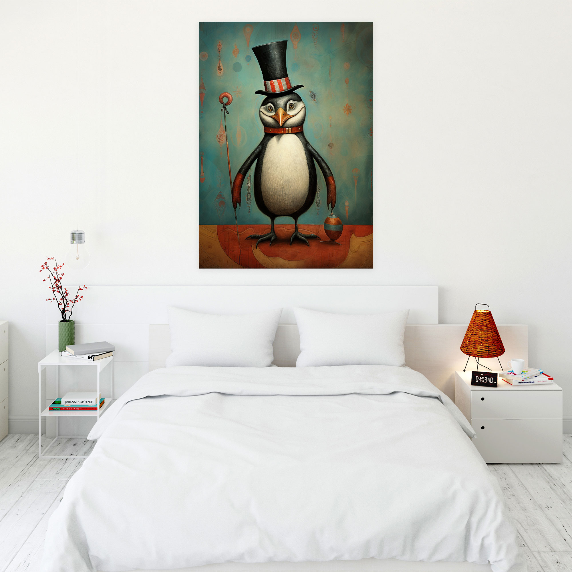 Animals Dressed Like Humans Wall Decoration - Animals Dressed Like Humans, Penguin In A Top Hat, Canvas, Delight