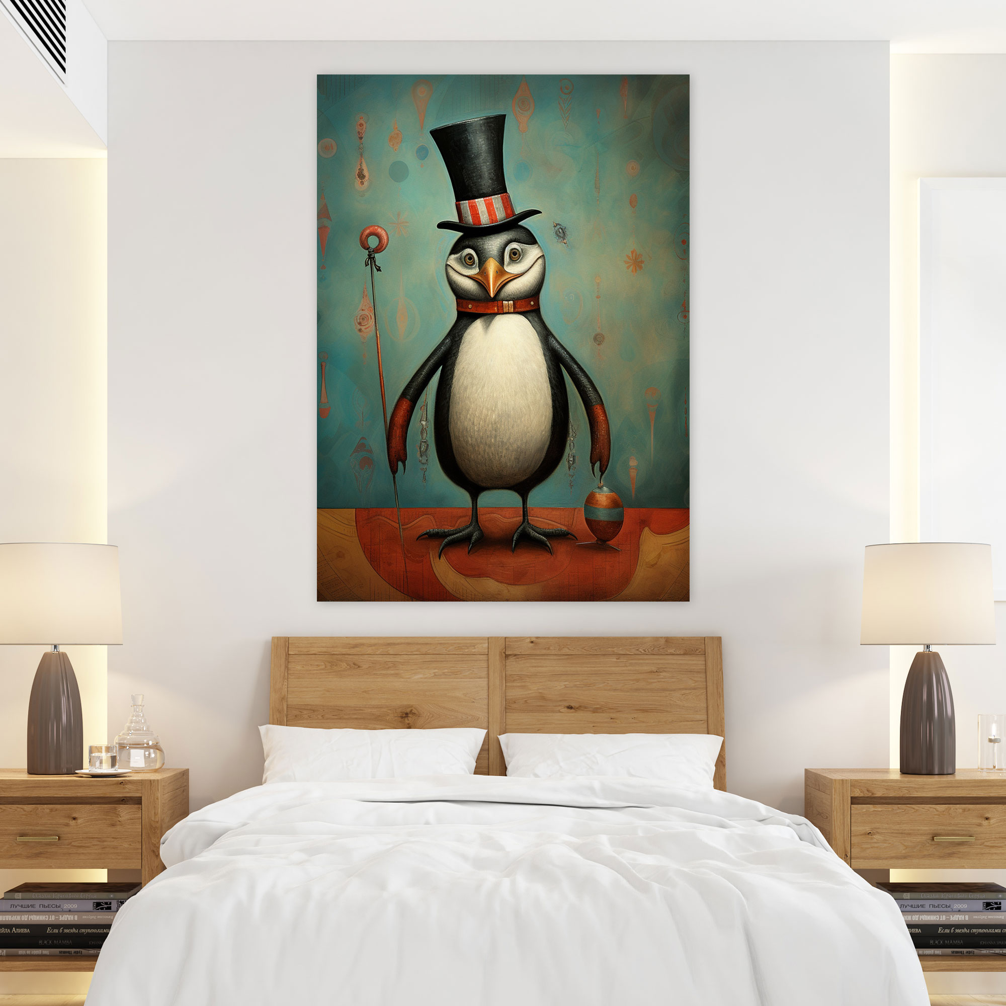 Animals Dressed Like Humans Wall Decoration - Animals Dressed Like Humans, Penguin In A Top Hat, Canvas, Delight