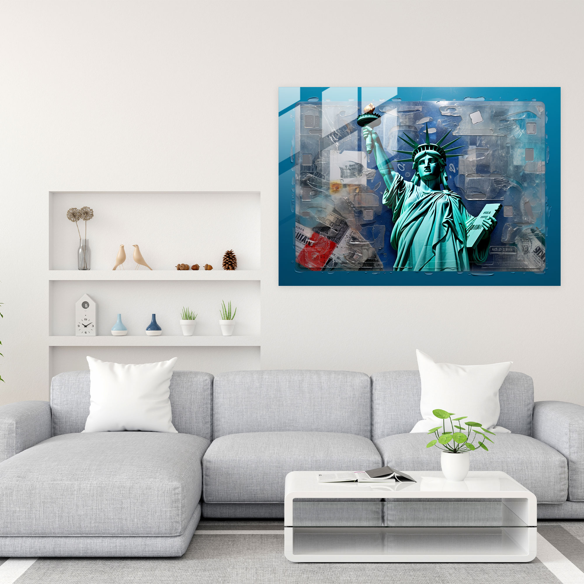 American Express Card Glass Wall Art - American Express, Glass Art, Collage, Landmarks