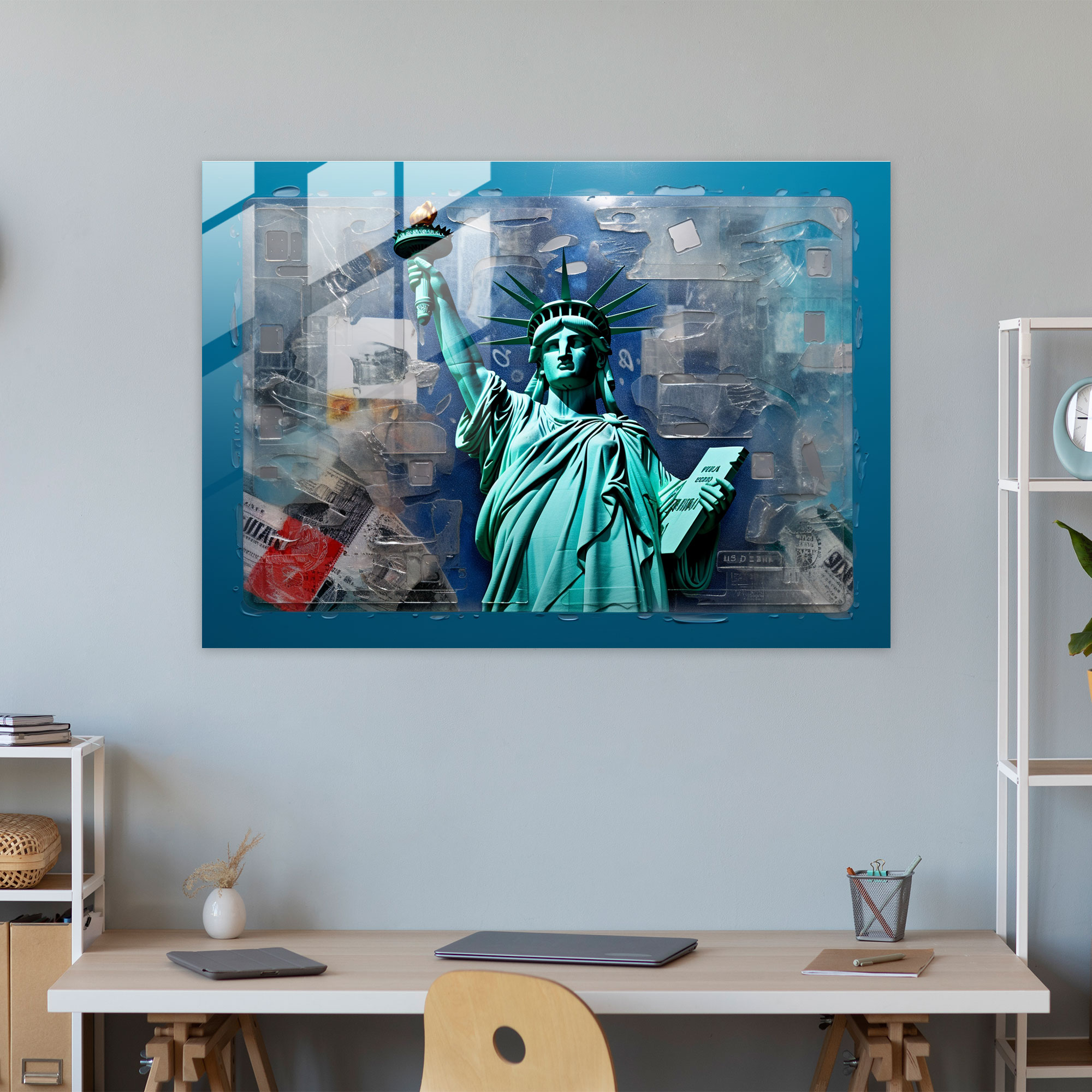 American Express Card Glass Wall Art - American Express, Glass Art, Collage, Landmarks