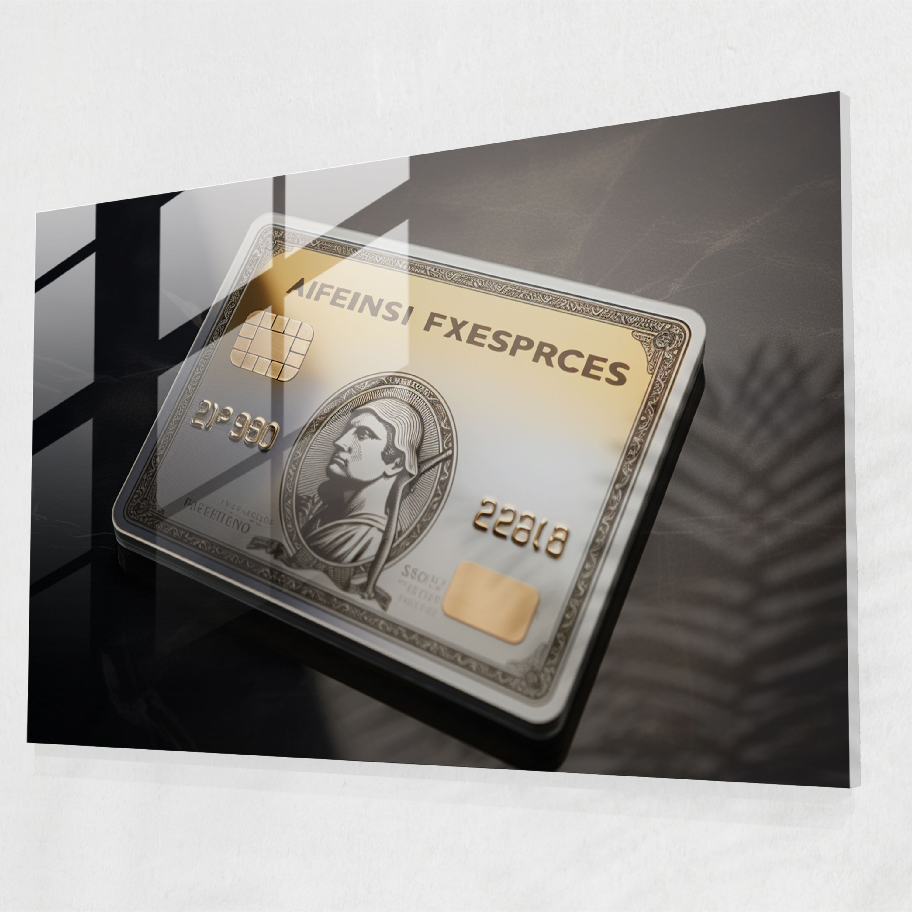Şık American Express Kart Cam Tablo - Modern Sanat Duvar Dekorasyonu Cam Sanatı
