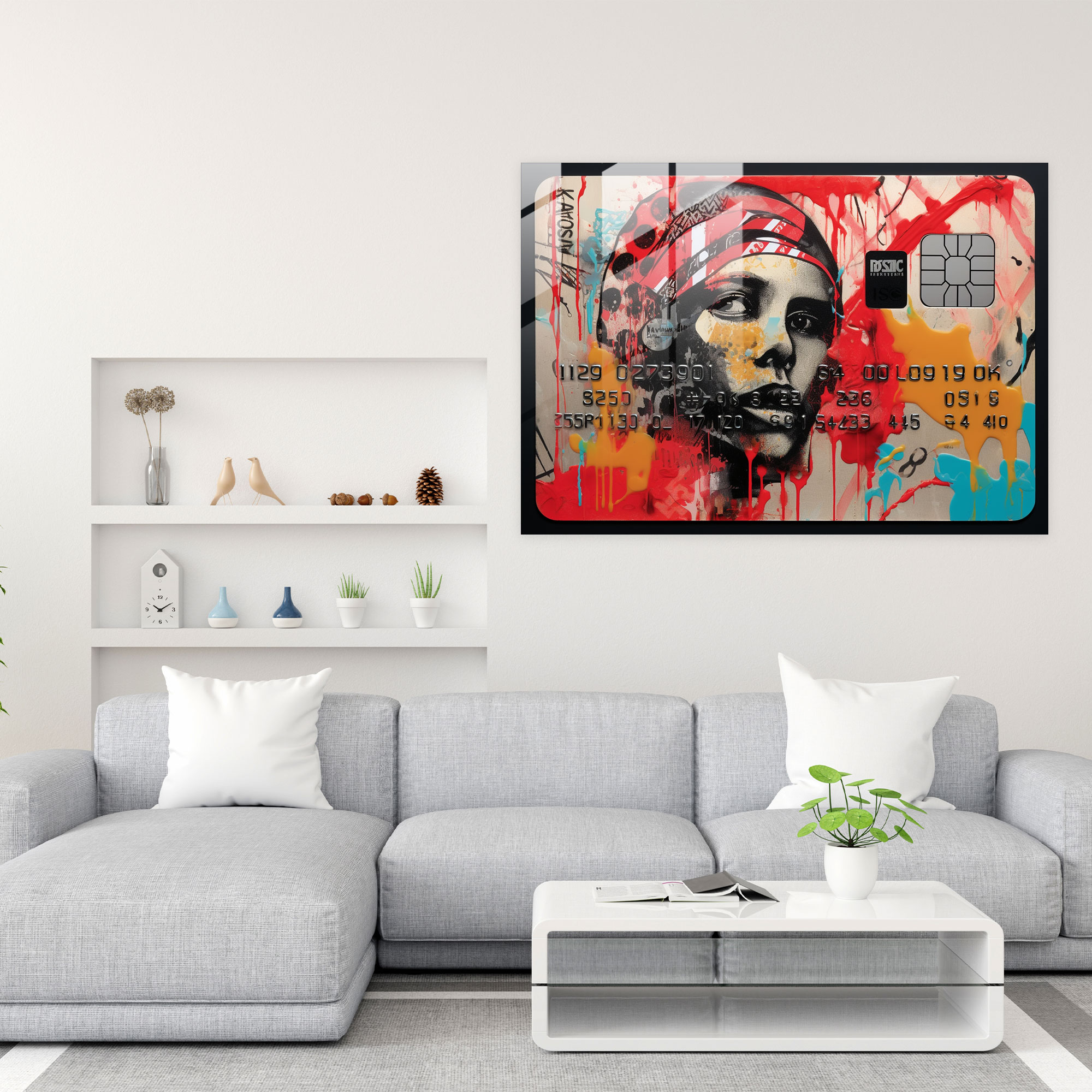 American Express Card Glass Print - Urban Art - American Express, Graffiti-Style Elements, American Express Card, Glass Print