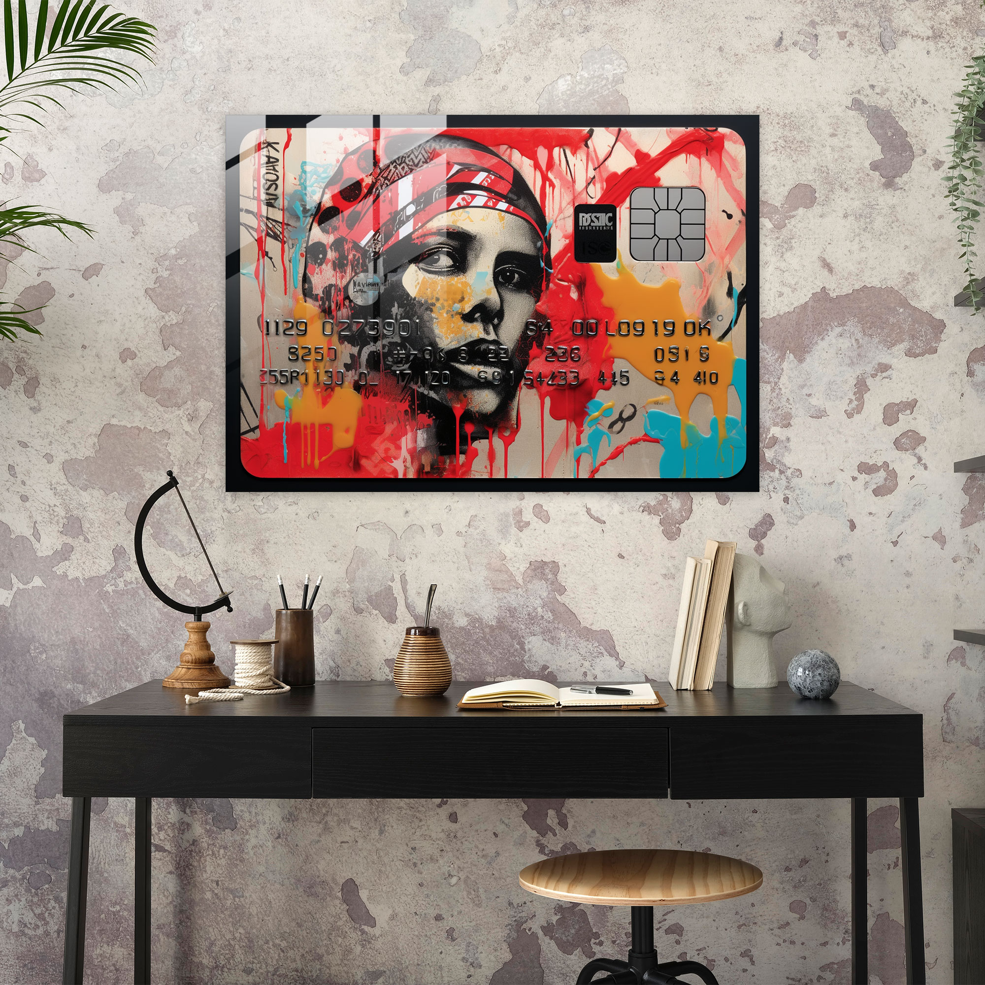 American Express Card Glass Print - Urban Art - American Express, Graffiti-Style Elements, American Express Card, Glass Print