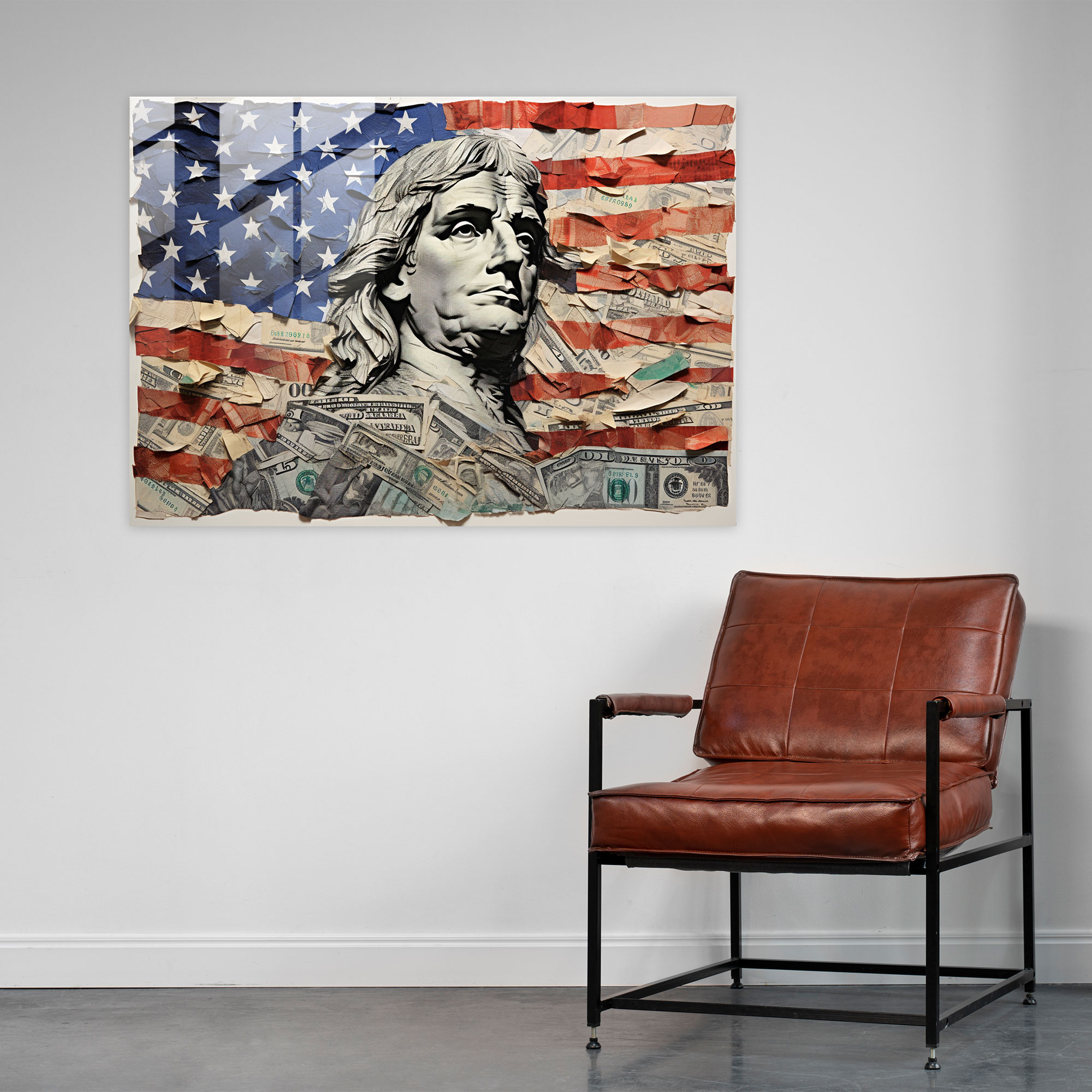 American Dolar Patriotic Glass Print - American Express, American Dolar, Glass Print, Wall Decoration