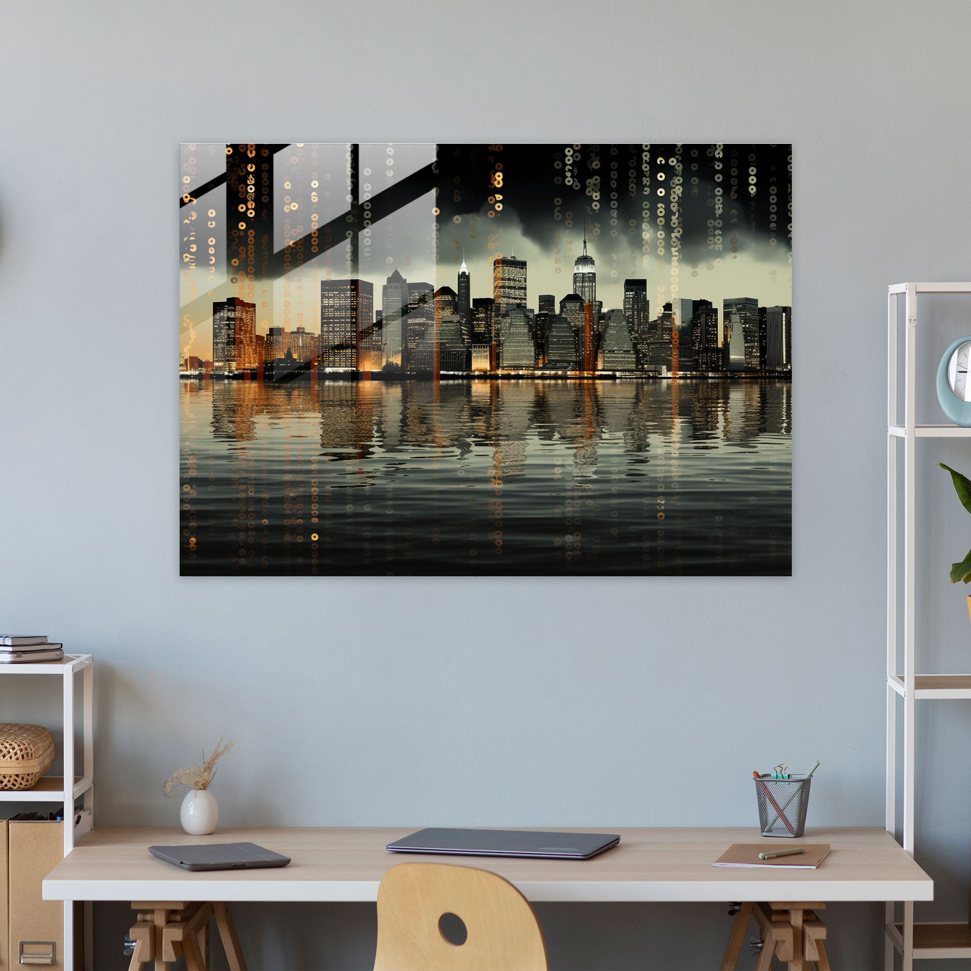 American Dollar Modern Art - American Express, City Skyline, Modern Art, Home Decoration