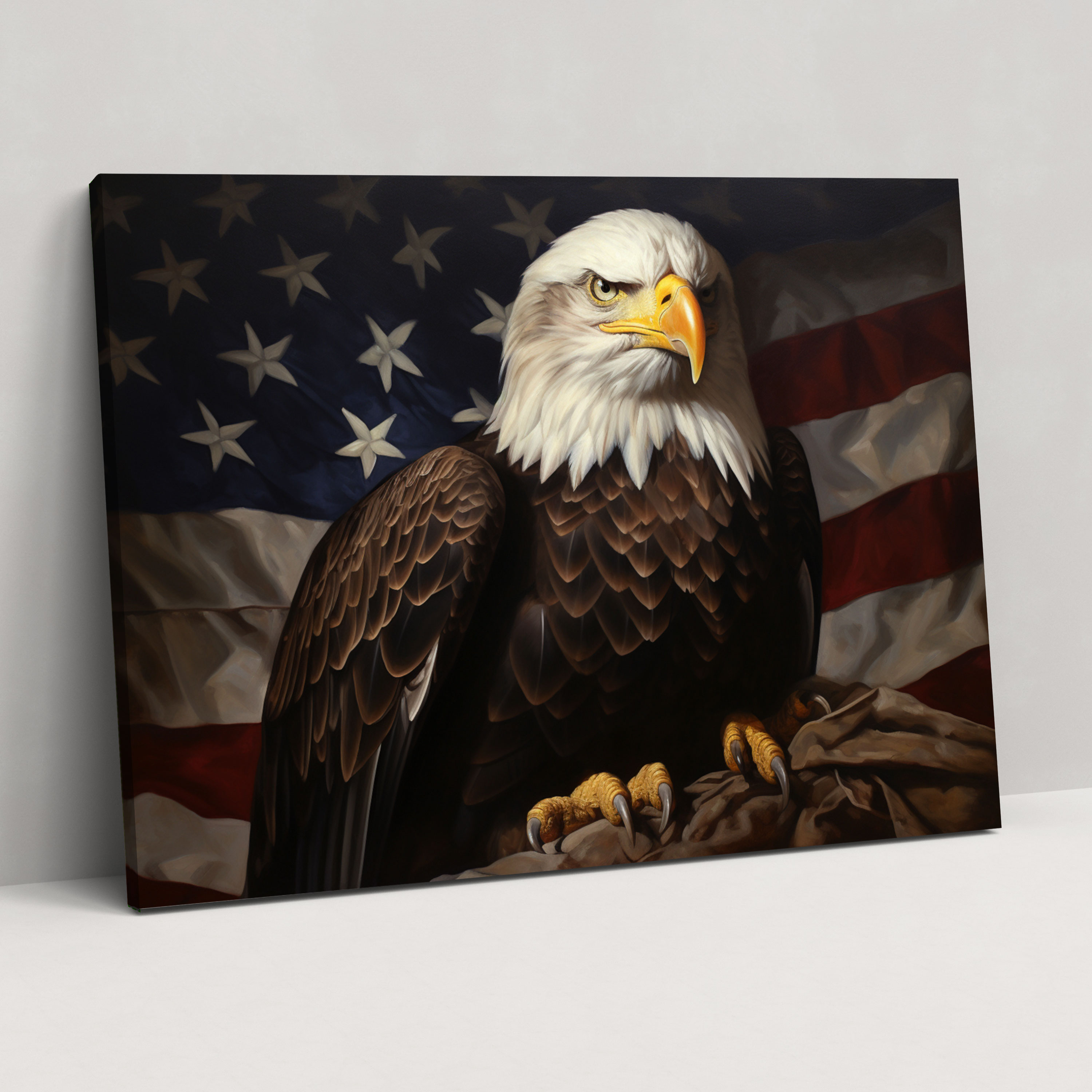 American Dollar Eagle Canvas Print - American Express, Bald Eagle, Wall Art, Dollar Sign Emblem