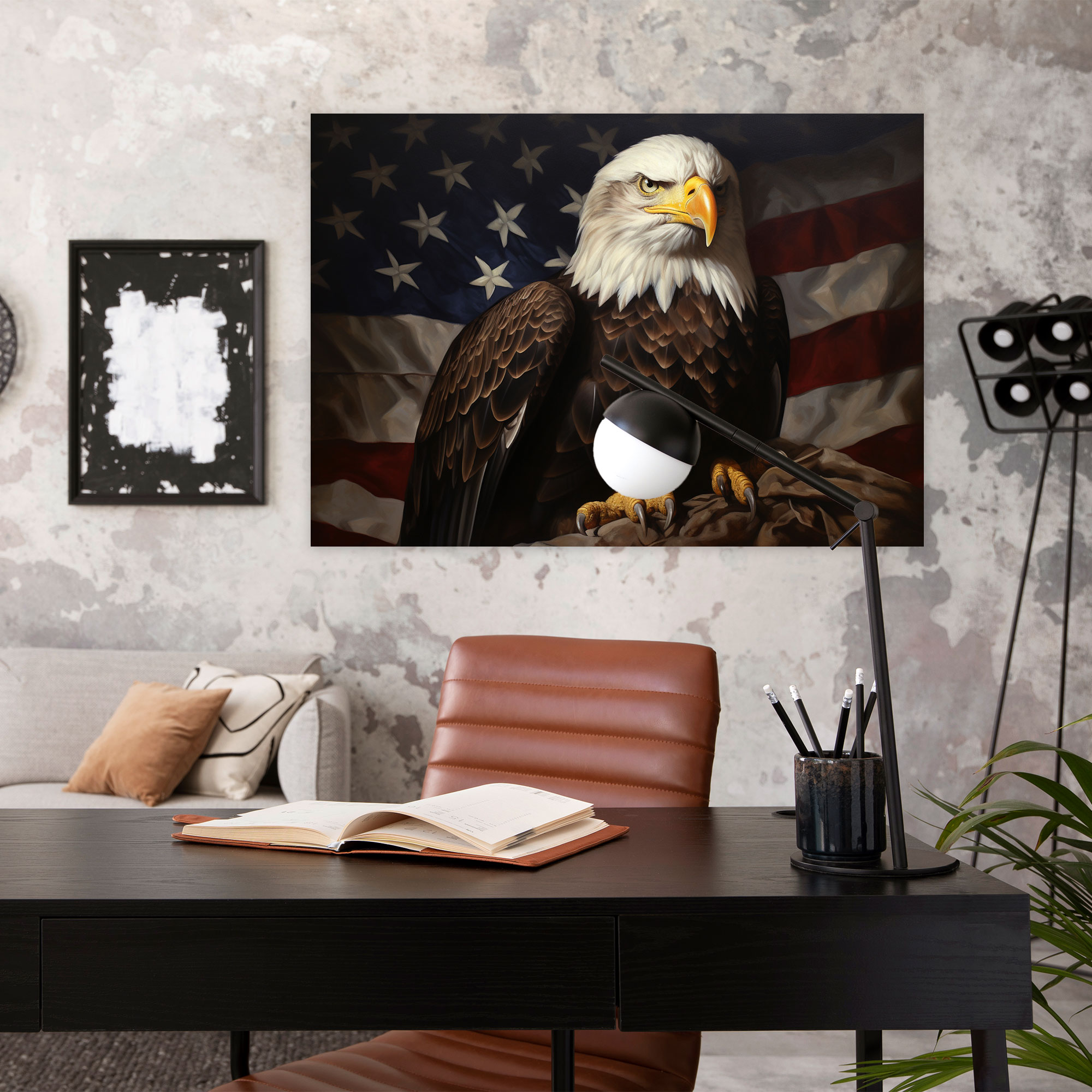 American Dollar Eagle Canvas Print - American Express, Bald Eagle, Wall Art, Dollar Sign Emblem