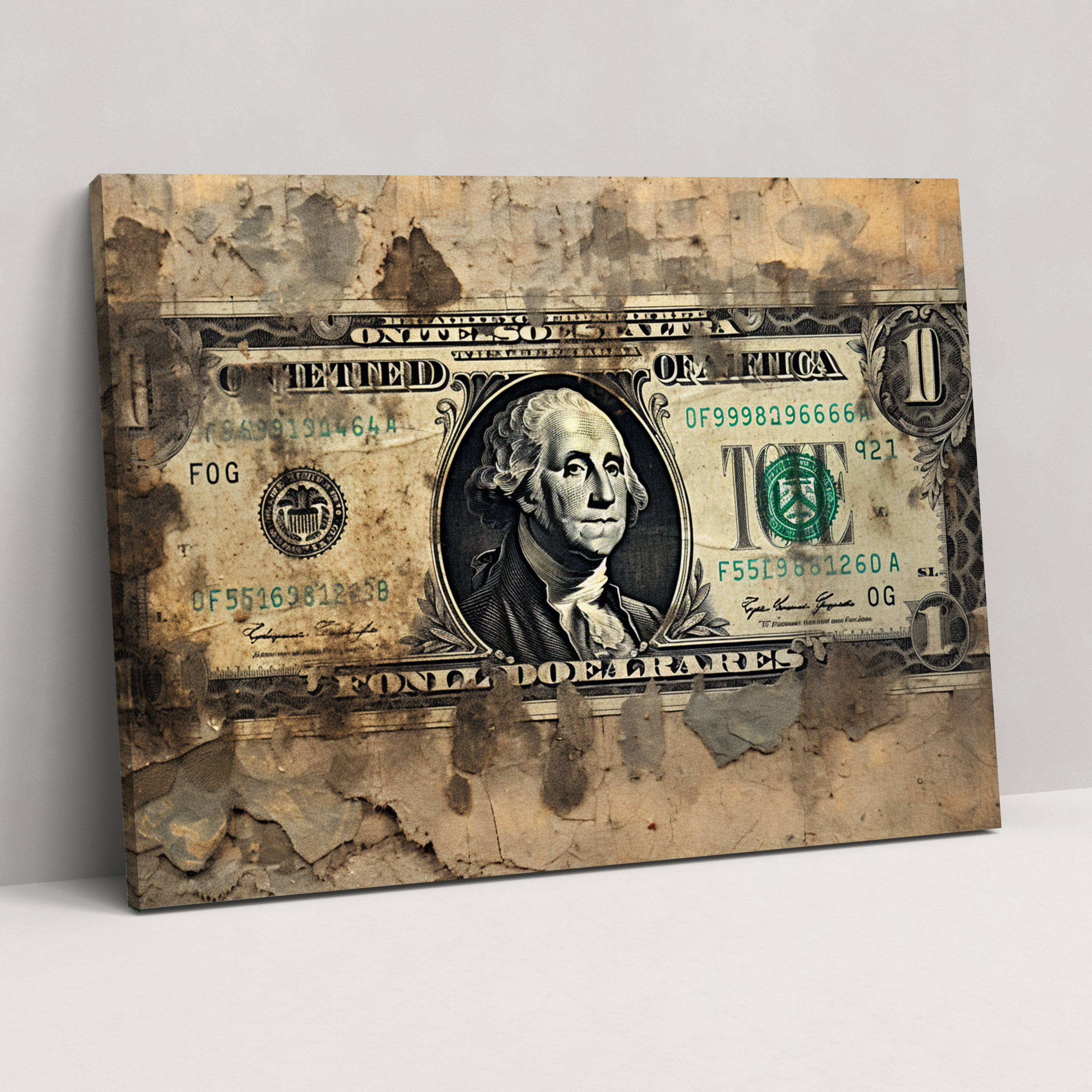 American Dolar Vintage Canvas Print - American Express, Wall Decoration, Aged Dollar Bill, American Currency