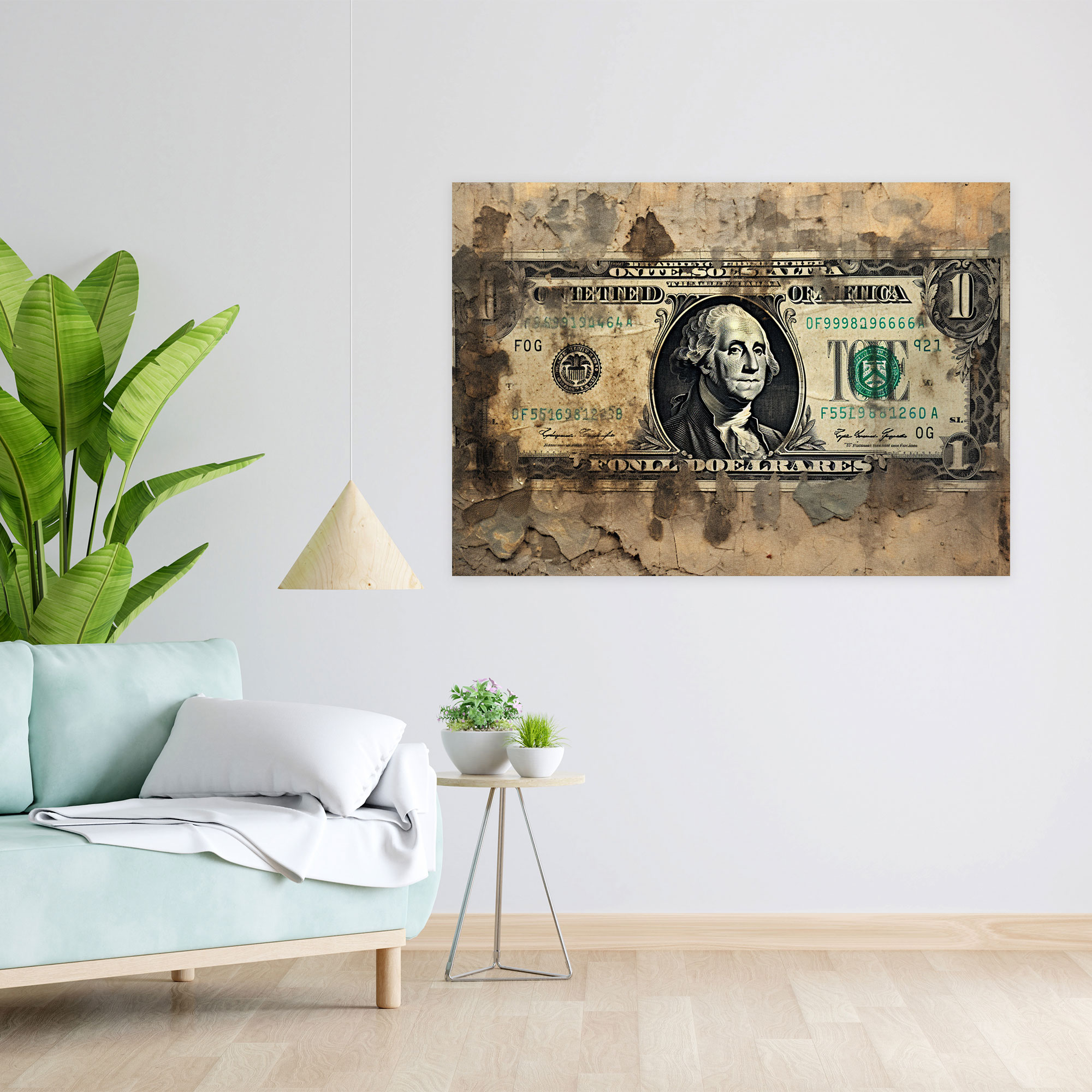 American Dolar Vintage Canvas Print - American Express, Wall Decoration, Aged Dollar Bill, American Currency