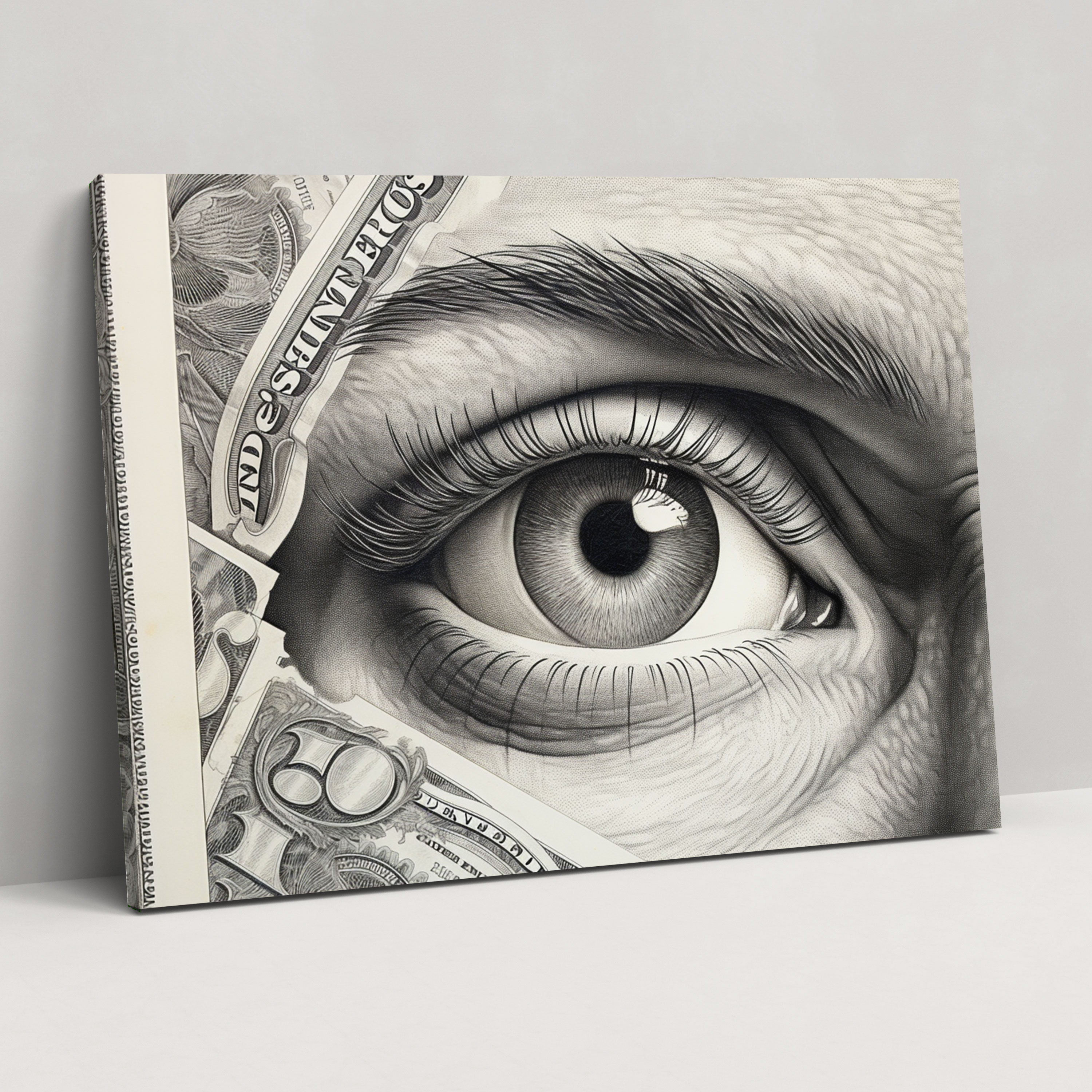 Amerikan Doları Kalem Çizimi Duvar Sanatı - Amerikan Express Dolar Banknotu Kalem Çizimi Gerçekçi