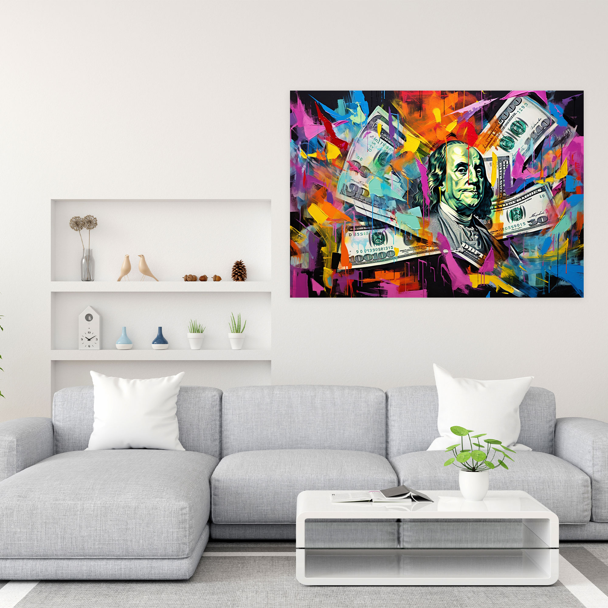 American Dolar Wall Decoration - American Express, Canvas, Wall Decoration, Colorful Abstract Art