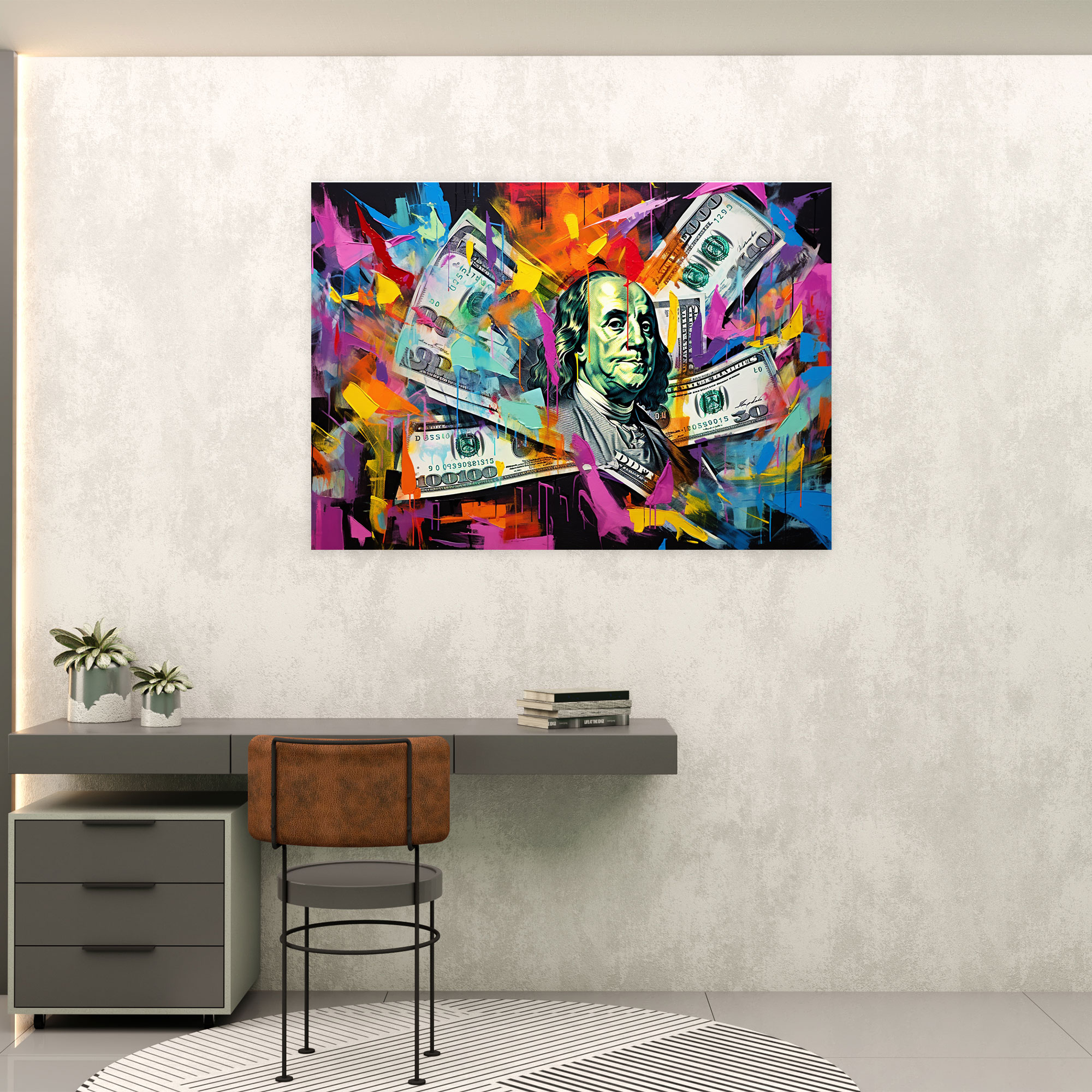 American Dolar Wall Decoration - American Express, Canvas, Wall Decoration, Colorful Abstract Art