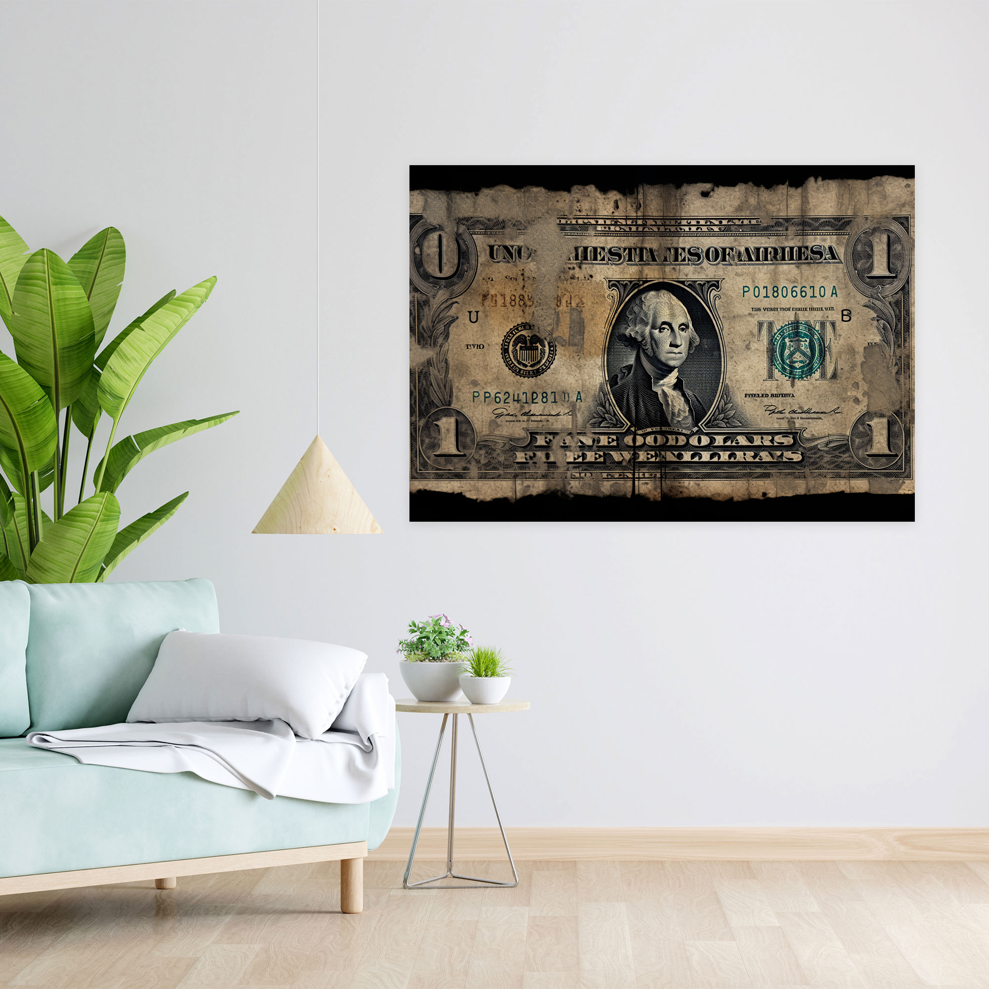 Vintage American Dolar Canvas Print - American Express, Distressed, Wall Art, Canvas