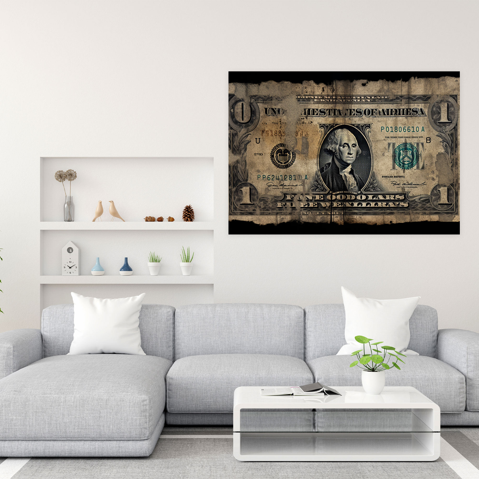 Vintage American Dolar Canvas Print - American Express, Distressed, Wall Art, Canvas