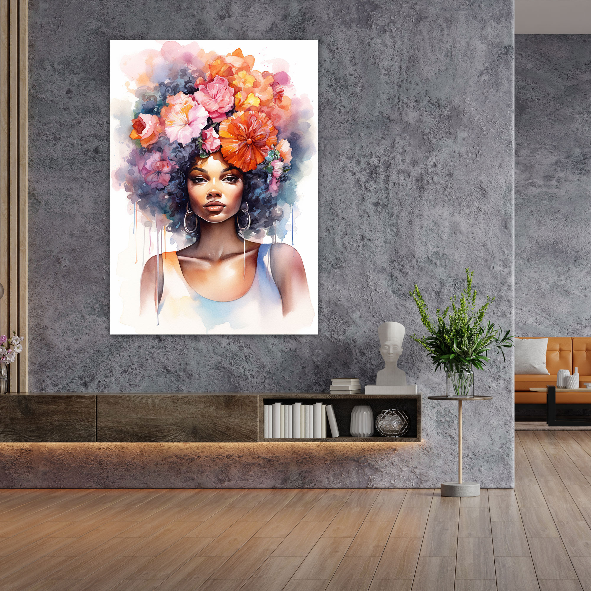 Afro Watercolor Canvas Print - Afro, Canvas, Canvas Print, Home Decoration