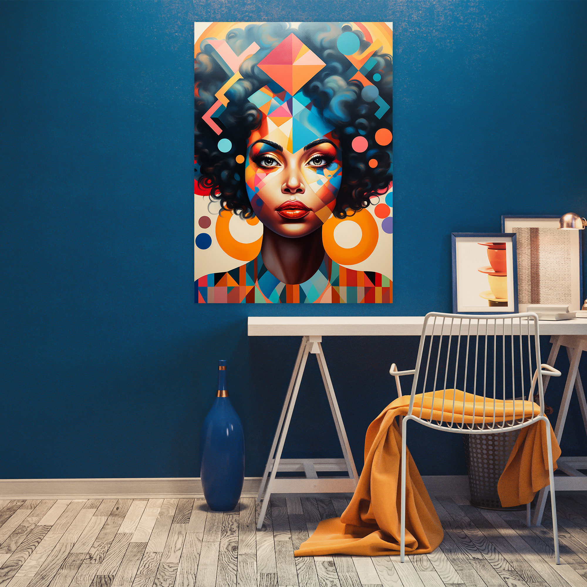 Afro Pop Art Canvas Print - Afro, Afro, Colorful Geometric Shapes, Afro Woman